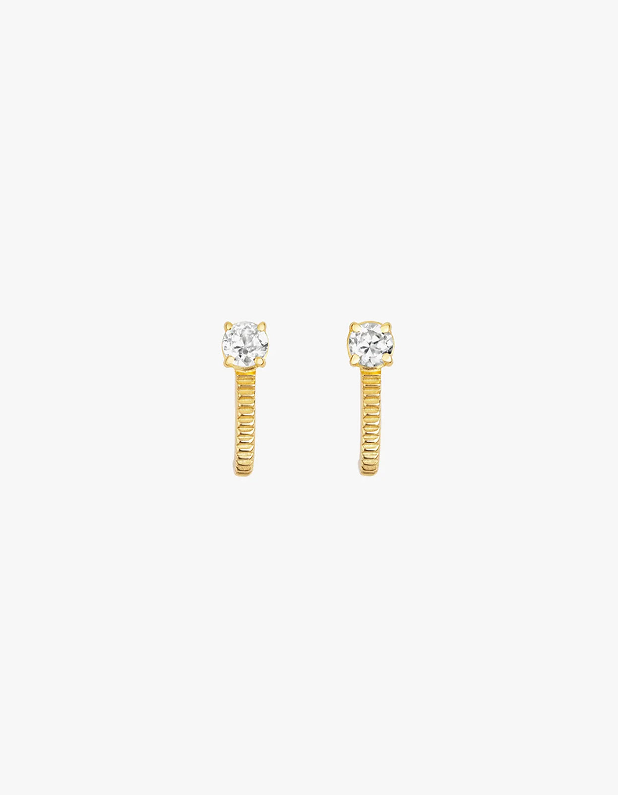 Zoe & Morgan x Superette Bianca Huggies - Gold Plated/White Zircon