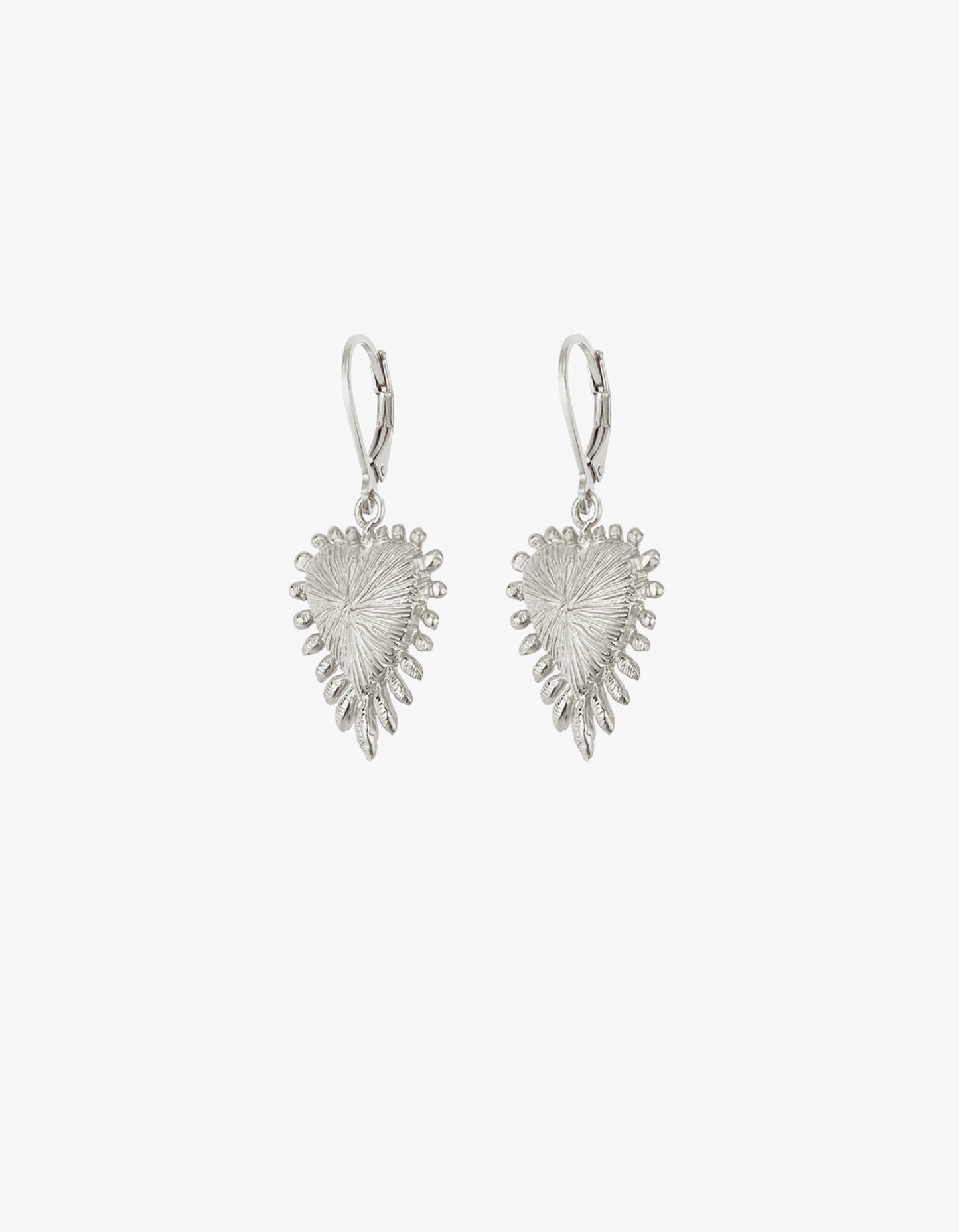 Heart Rays Earrings - Sterling Silver