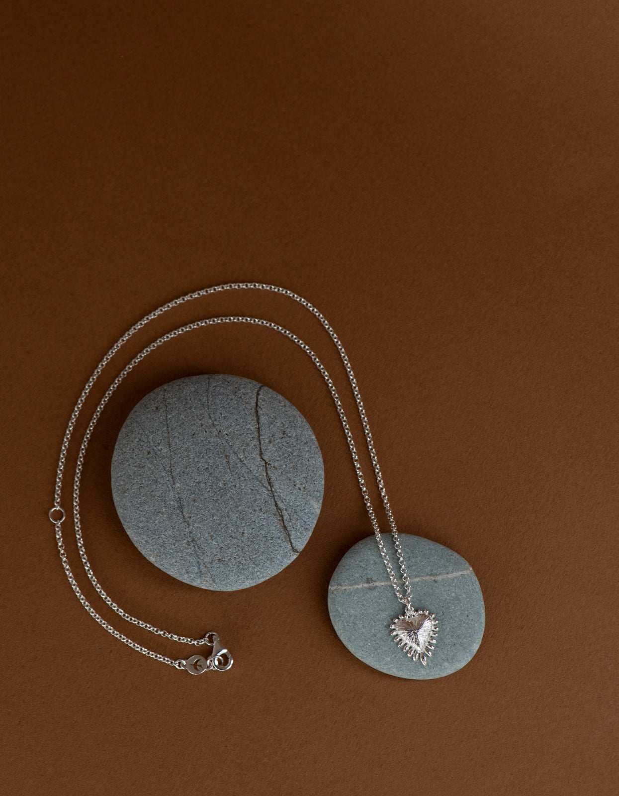 Mini Heart Ray Necklace - Sterling Silver