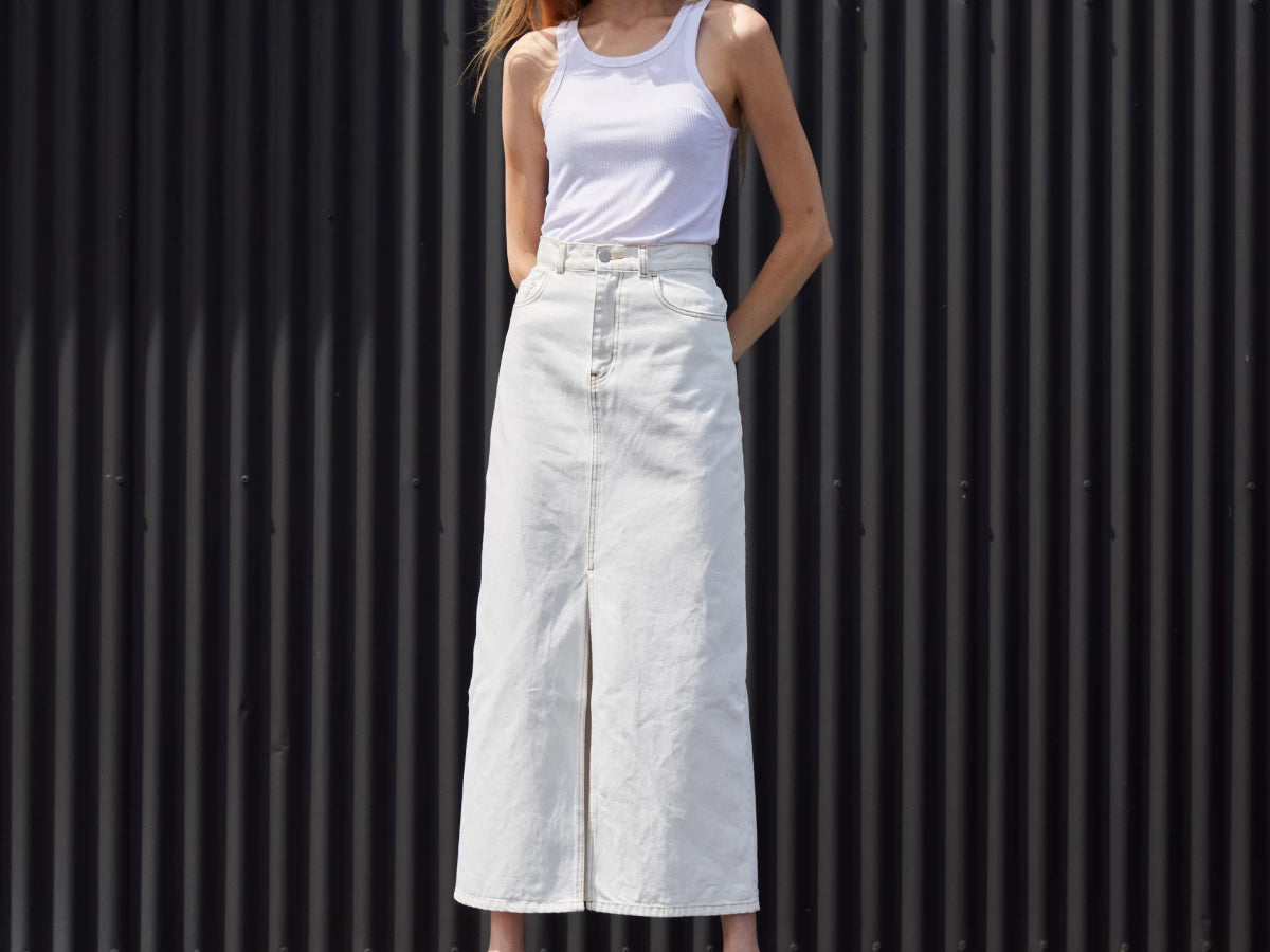 Farley Denim Midi Skirt | White | Aje – Aje ROW