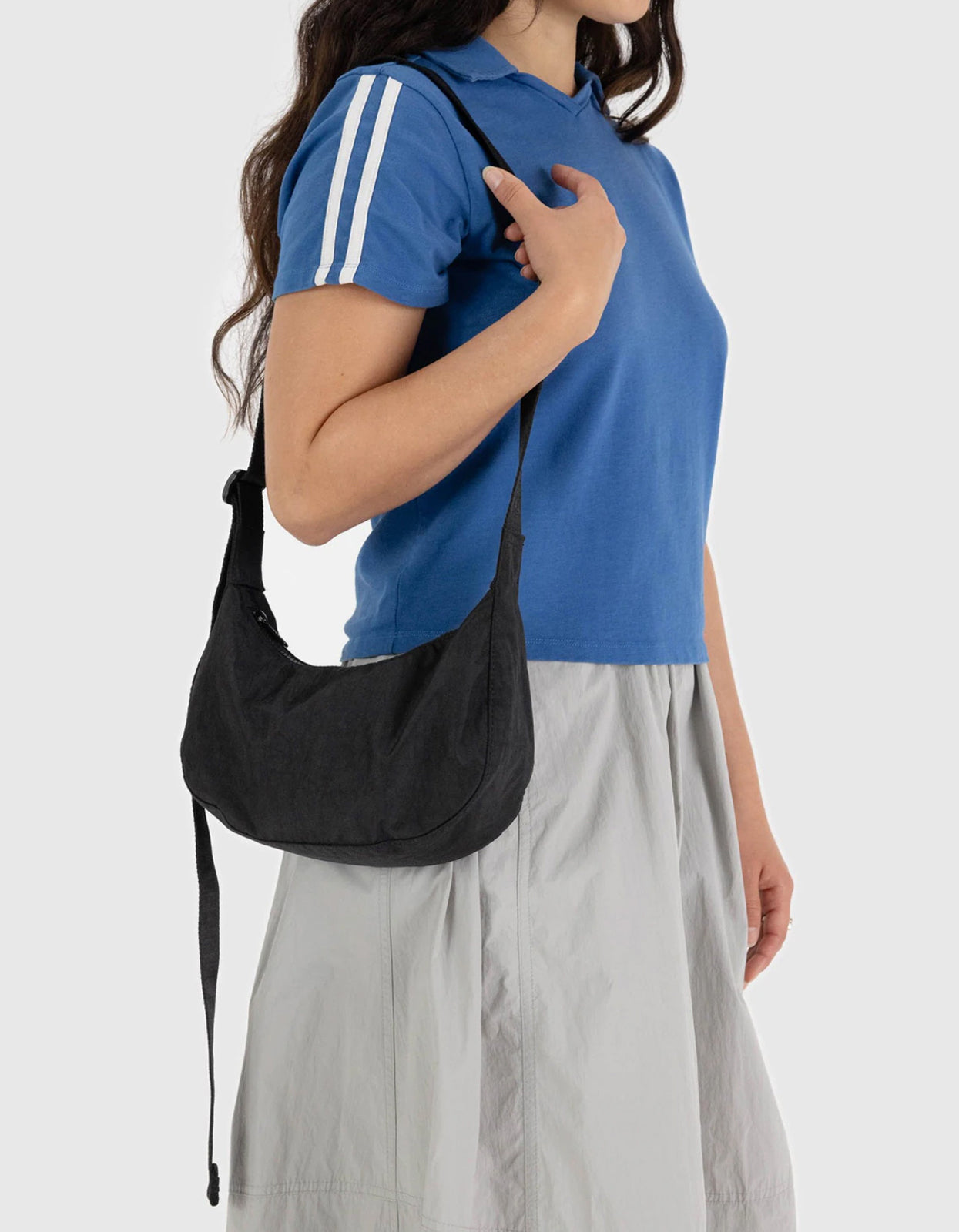 Small Nylon Crescent Bag - Black
