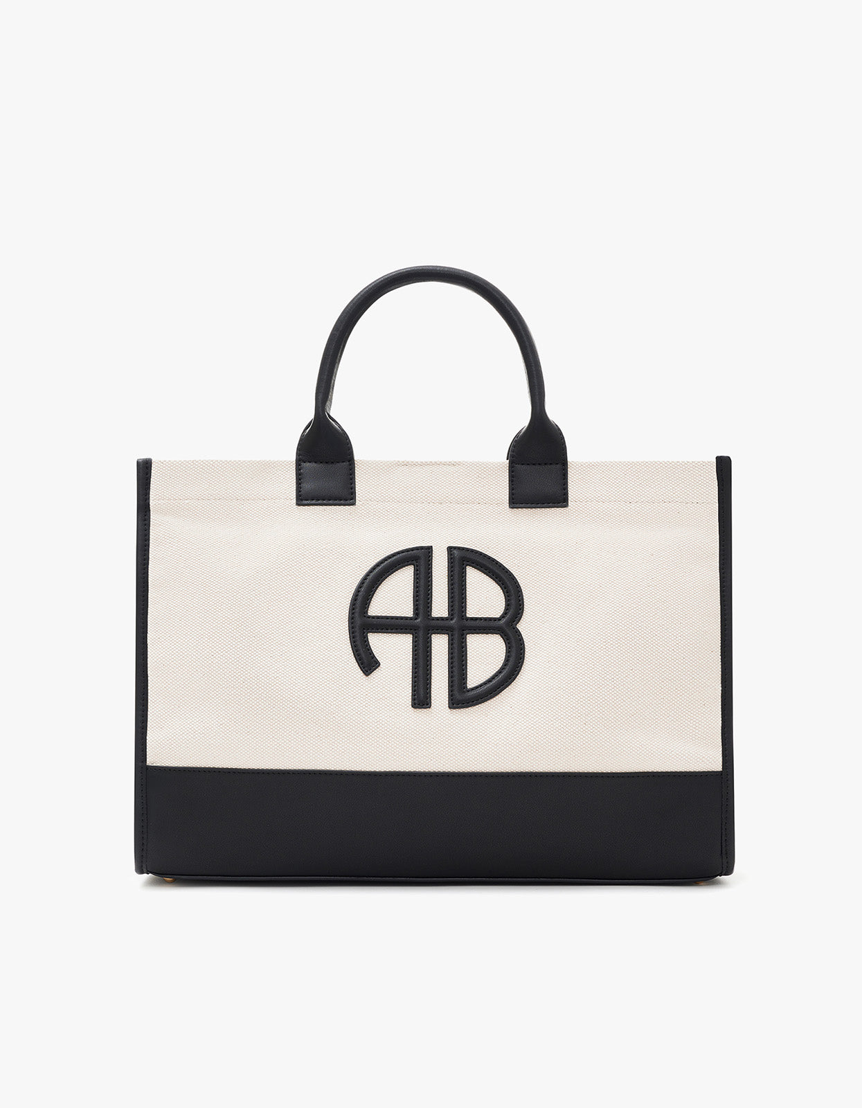 Medium Lara Tote - Natural Canvas With Black