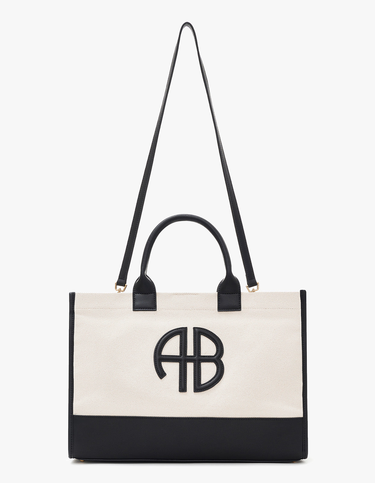 Medium Lara Tote - Natural Canvas With Black