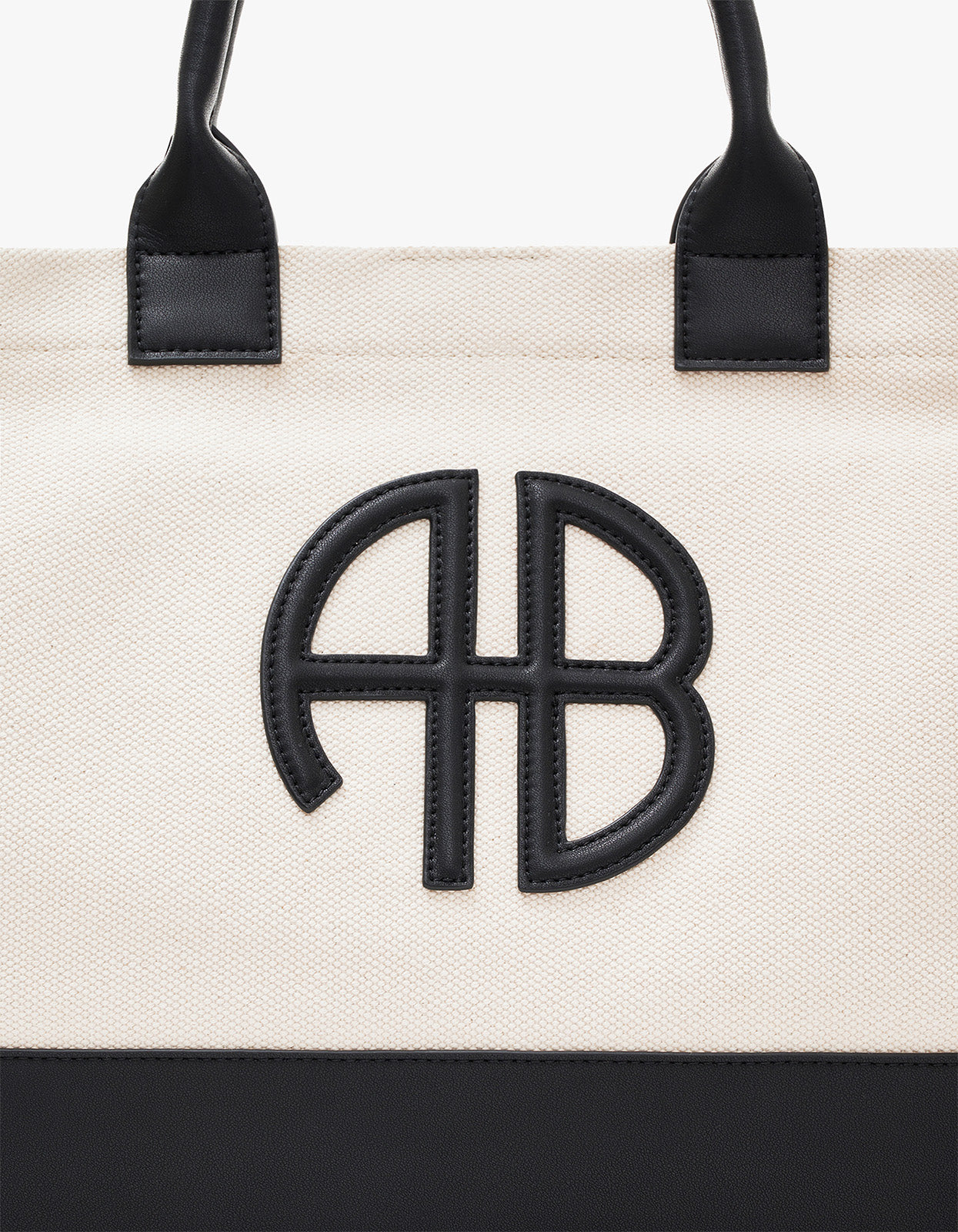 Medium Lara Tote - Natural Canvas With Black