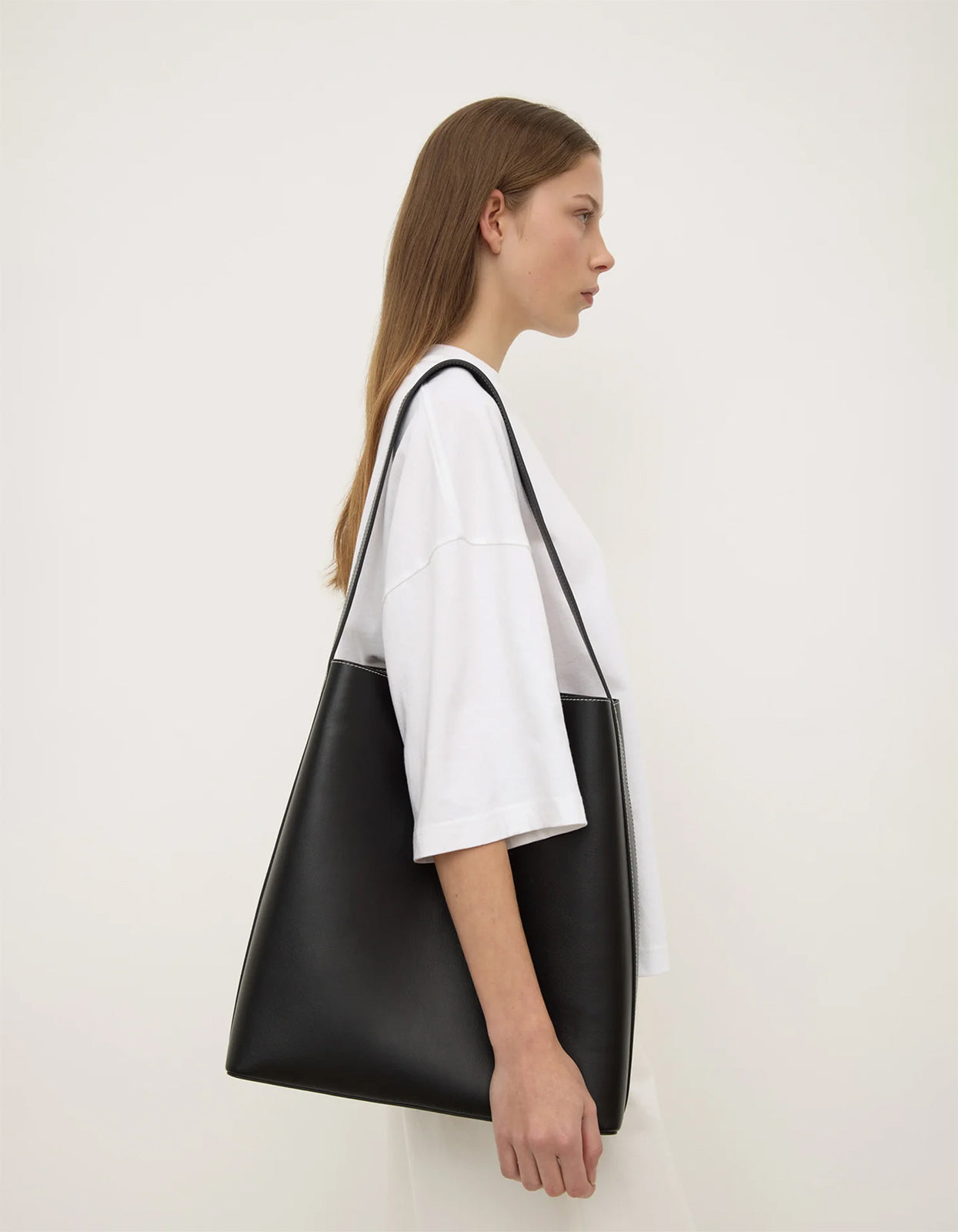 Charlie Leather Shoulder Bag - Black