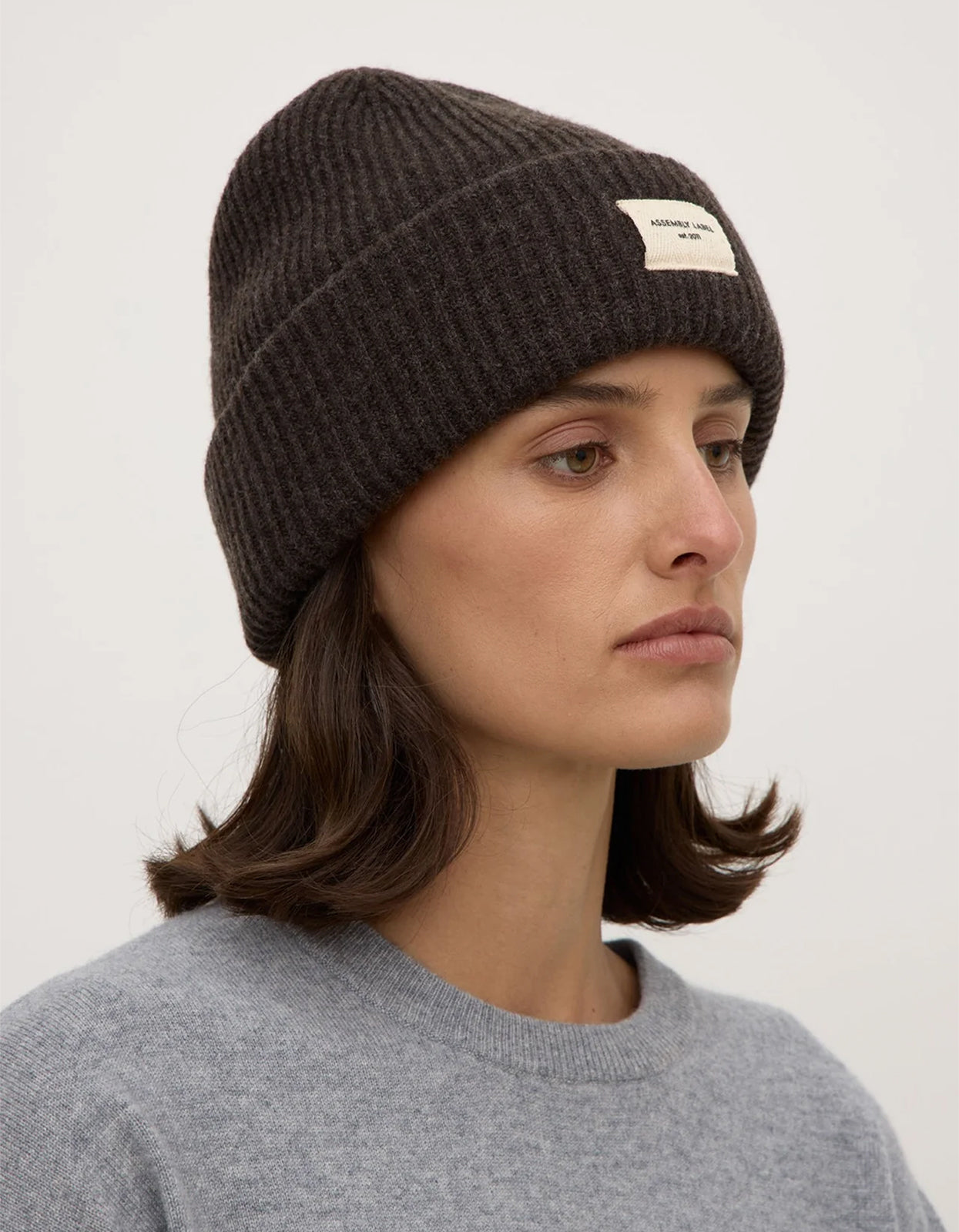 Wool Rib Beanie - Ganache