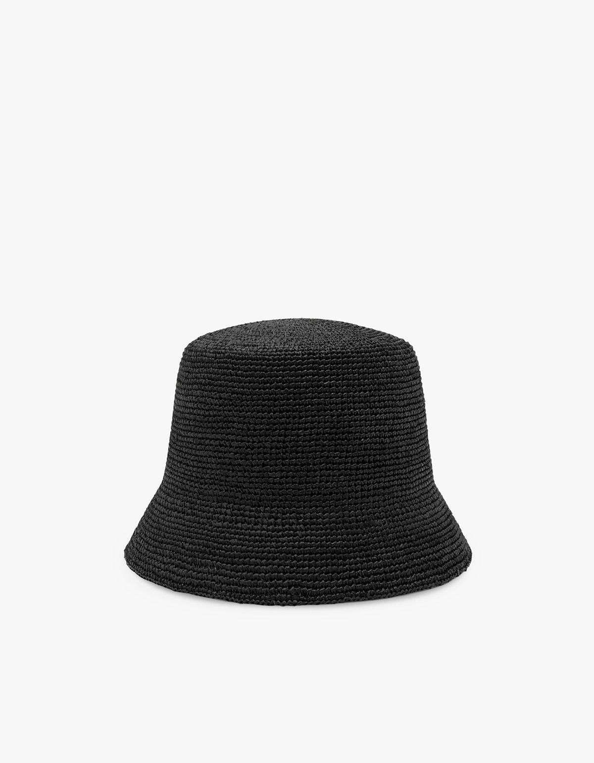Raffia Short Brim Bucket Hat - Black