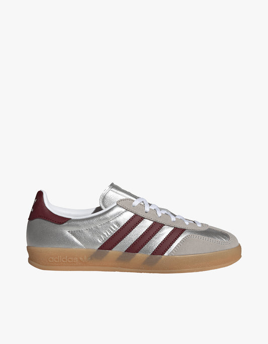 Womens Gazelle Indoor - Silver Metallic/Shadow Red/Gum