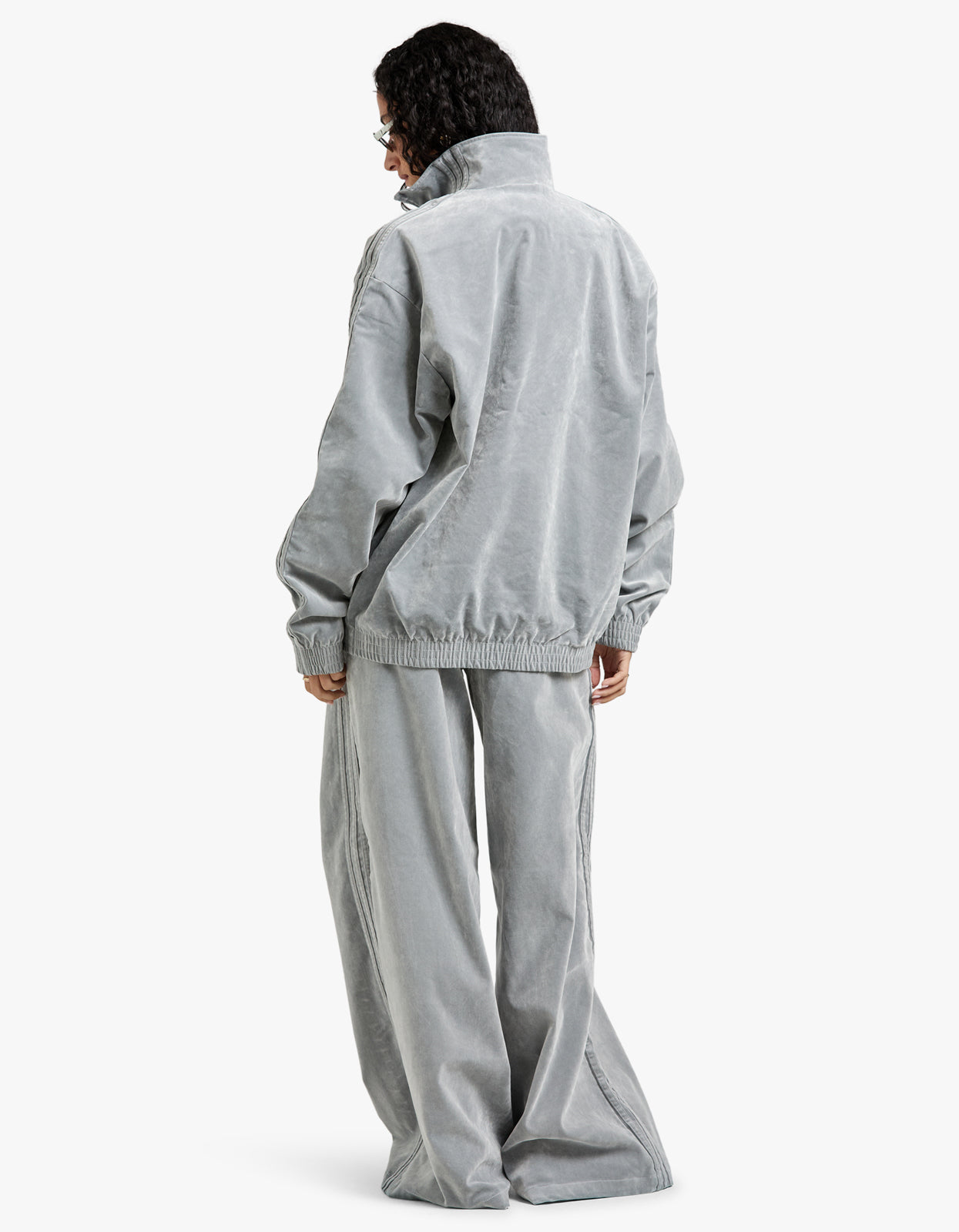 Firebird Oversized Brushed Twill Sport Track Top - Grey Two