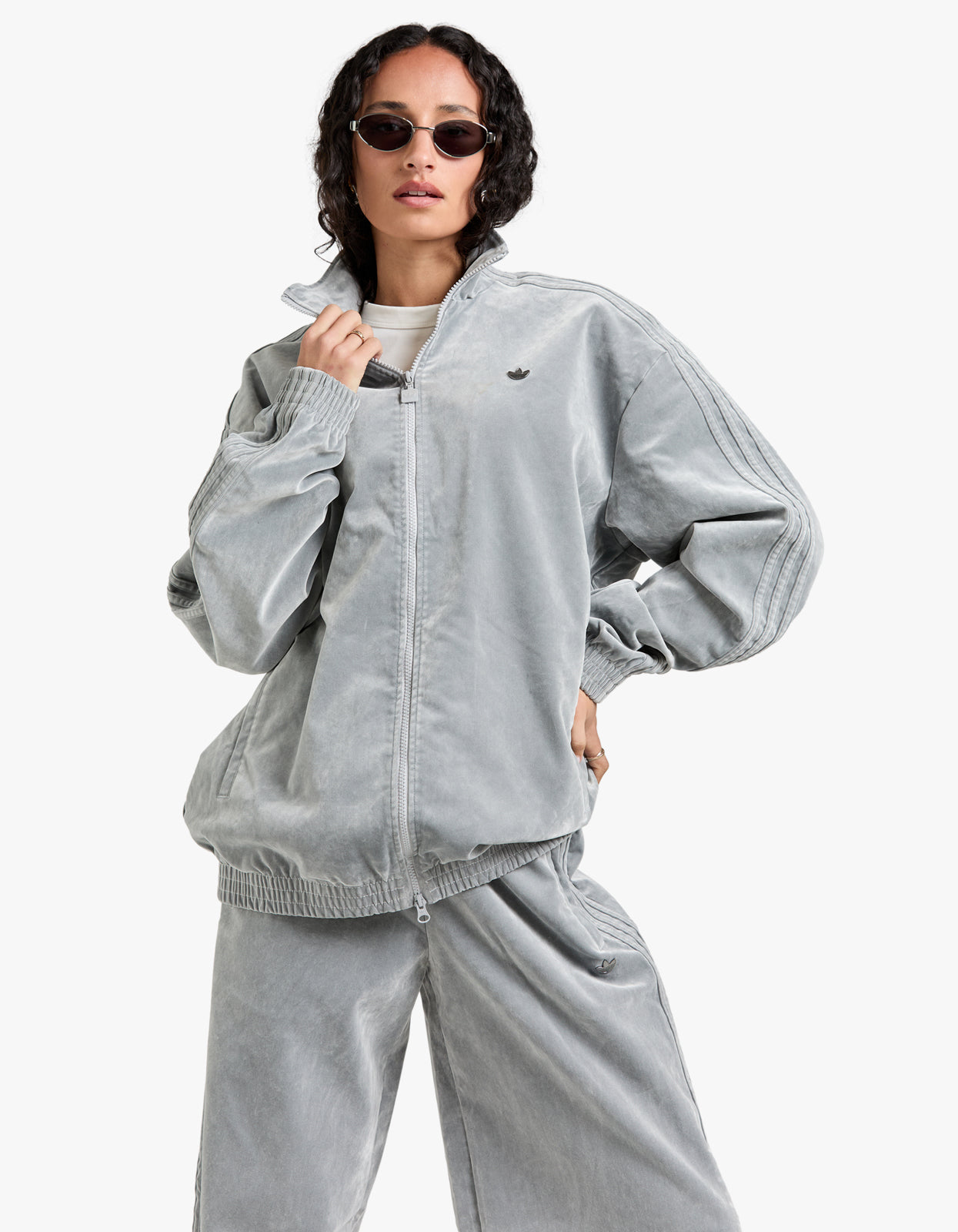 Firebird Oversized Brushed Twill Sport Track Top - Grey Two