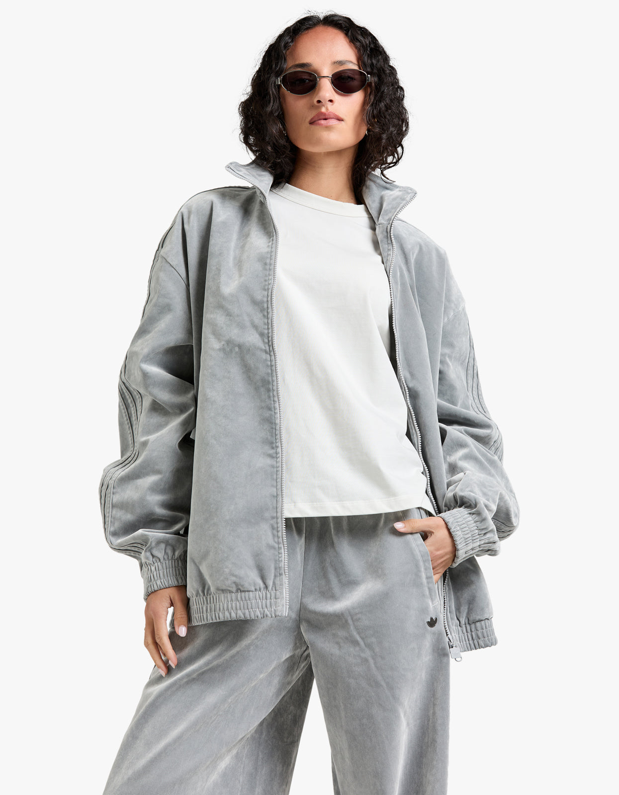 Firebird Oversized Brushed Twill Sport Track Top - Grey Two