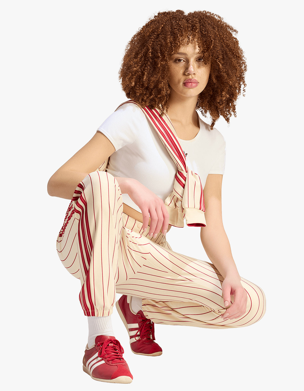 Pinstripe Firebird Trackpant - Warm Vanilla / Team Victory Red
