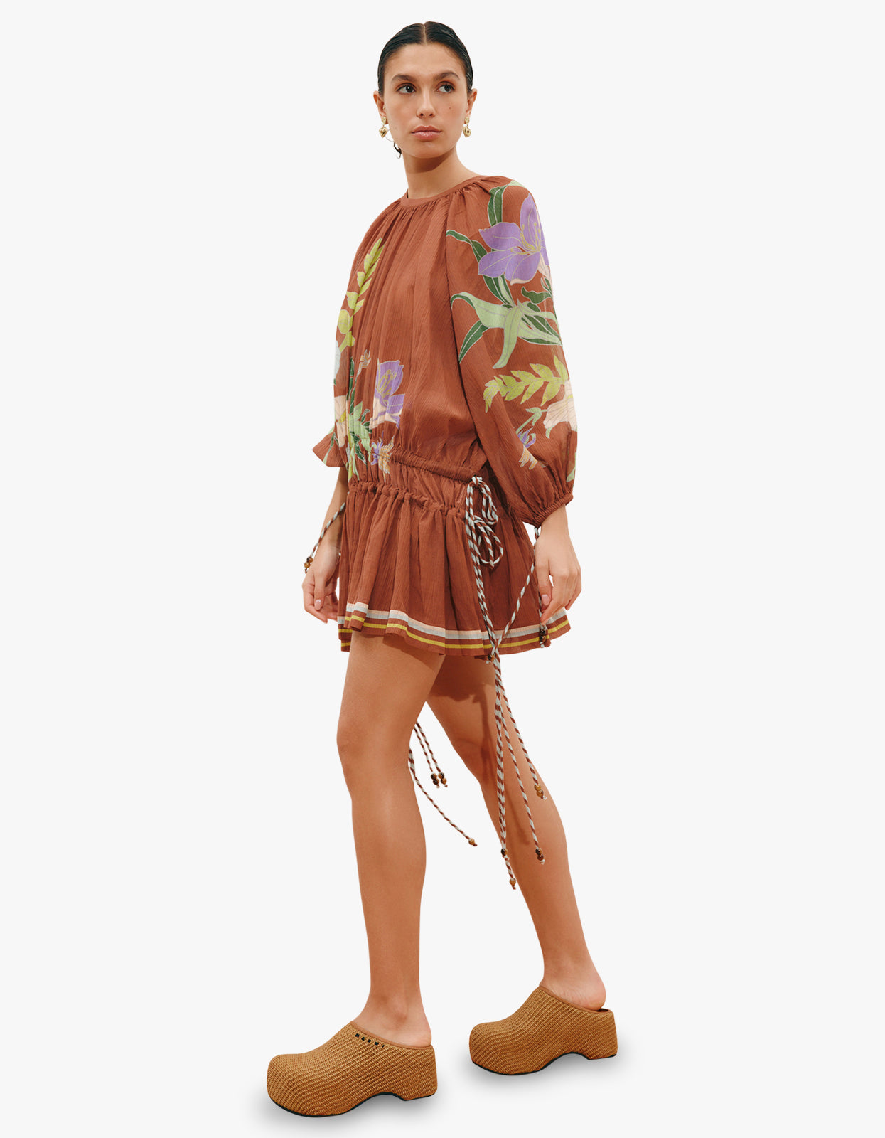 Alfie Ruched Mini Dress - Chocolate