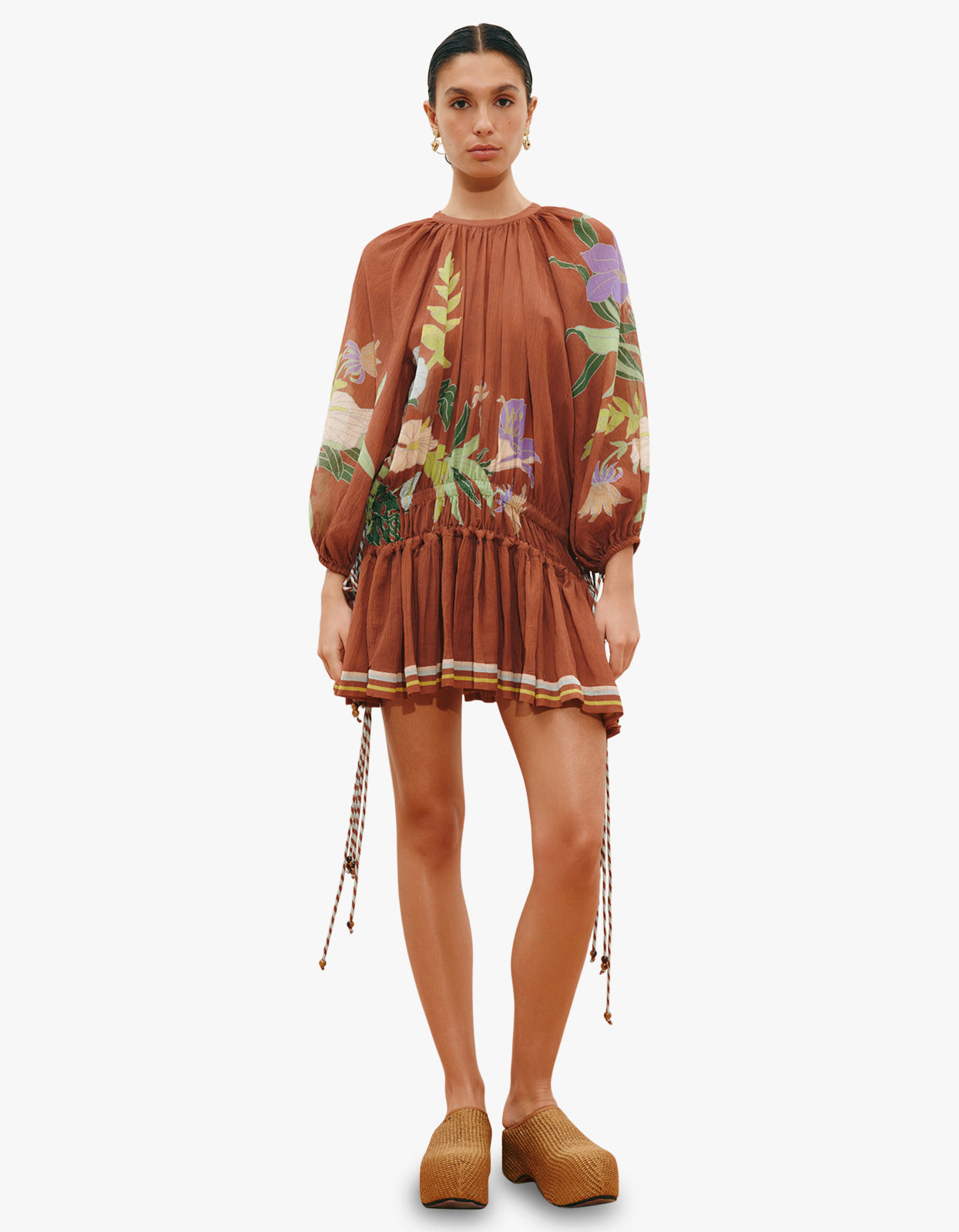 Alfie Ruched Mini Dress - Chocolate