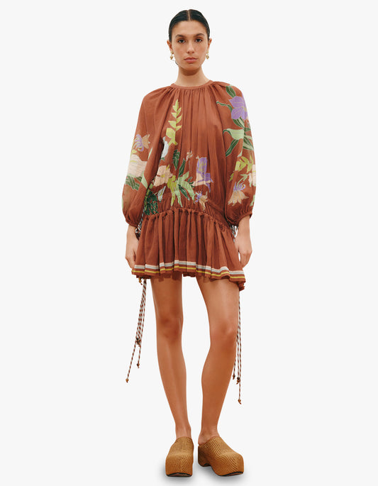 Alfie Ruched Mini Dress - Chocolate