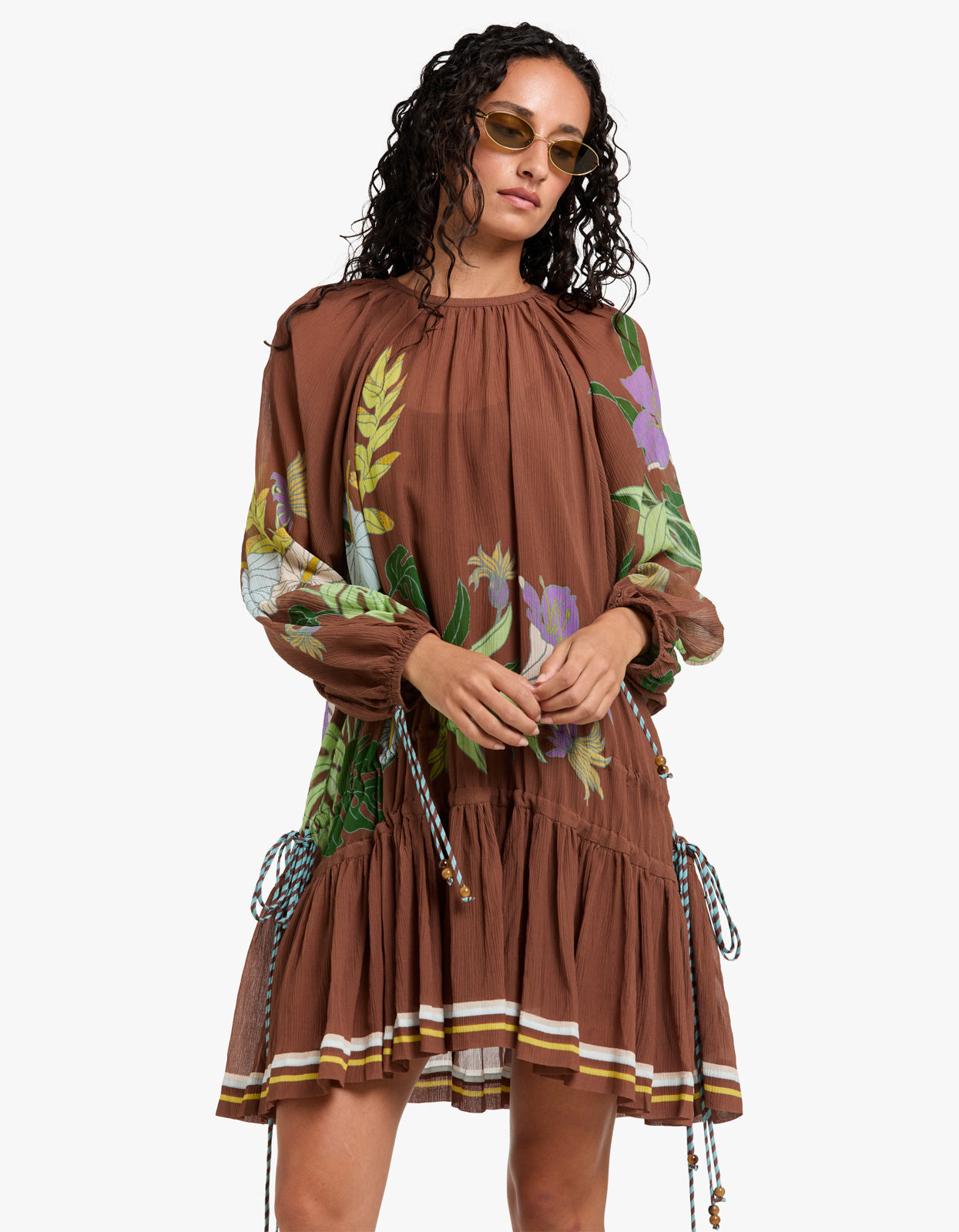 Alfie Ruched Mini Dress - Chocolate