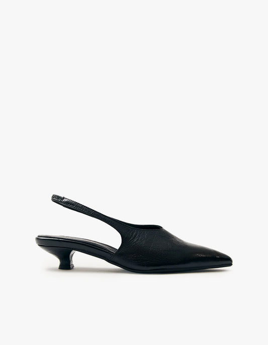 Eros Black Leather Mules - Black