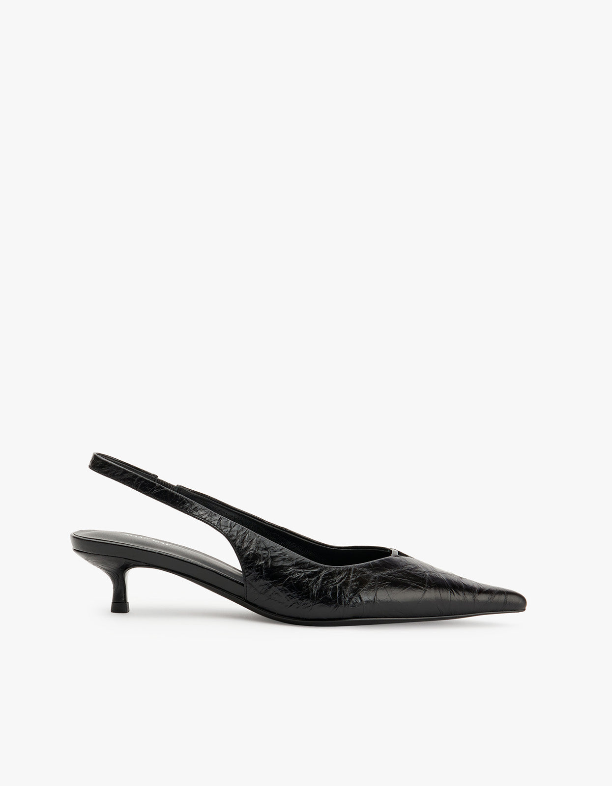 Evette Heel - Black Oily Crinkle Leather