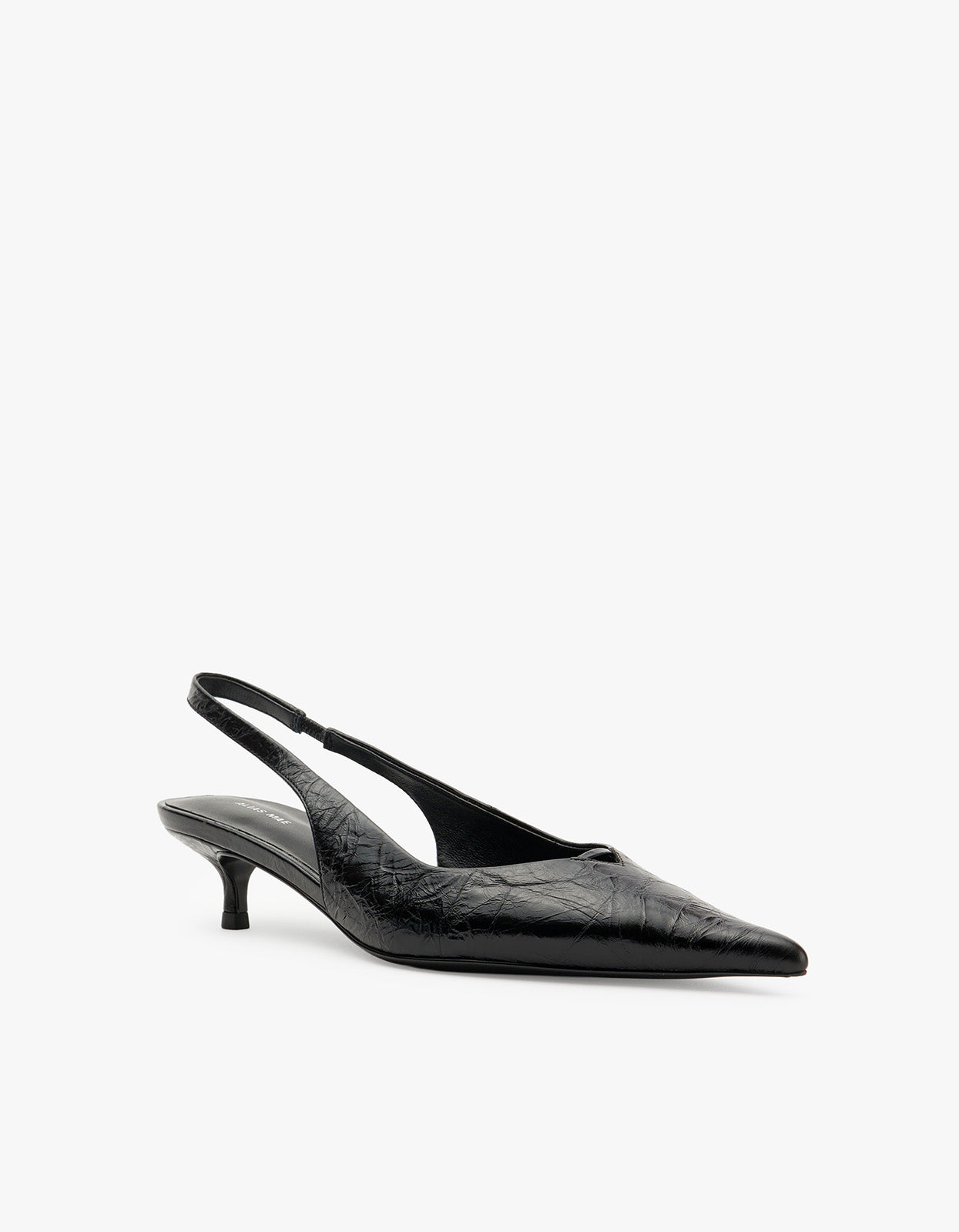 Evette Heel - Black Oily Crinkle Leather