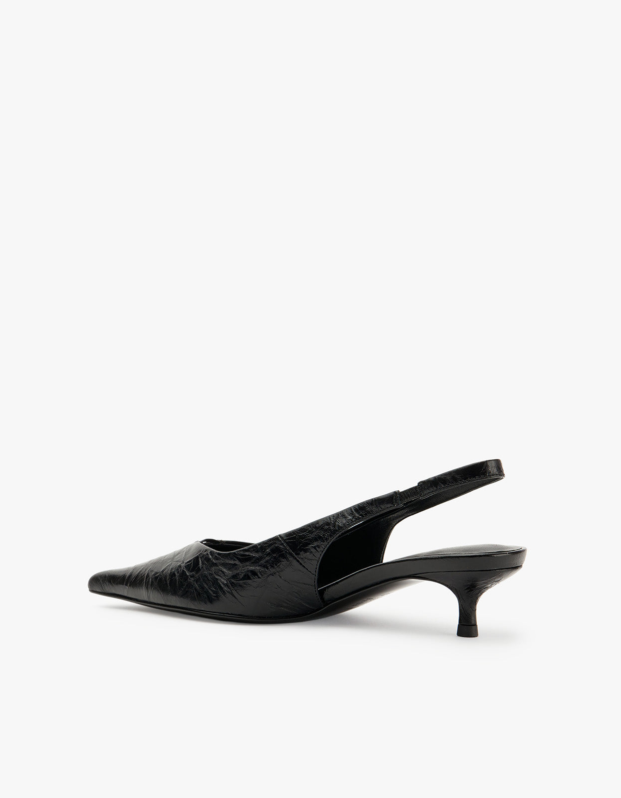 Evette Heel - Black Oily Crinkle Leather
