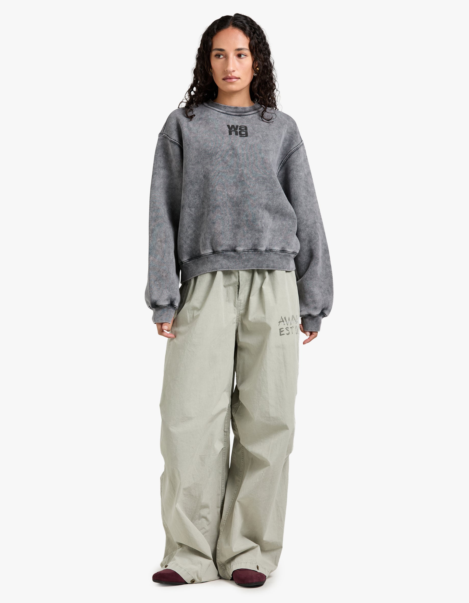 Essential Terry Crew Sweatshirt W/ Puff Paint Logo - Washed