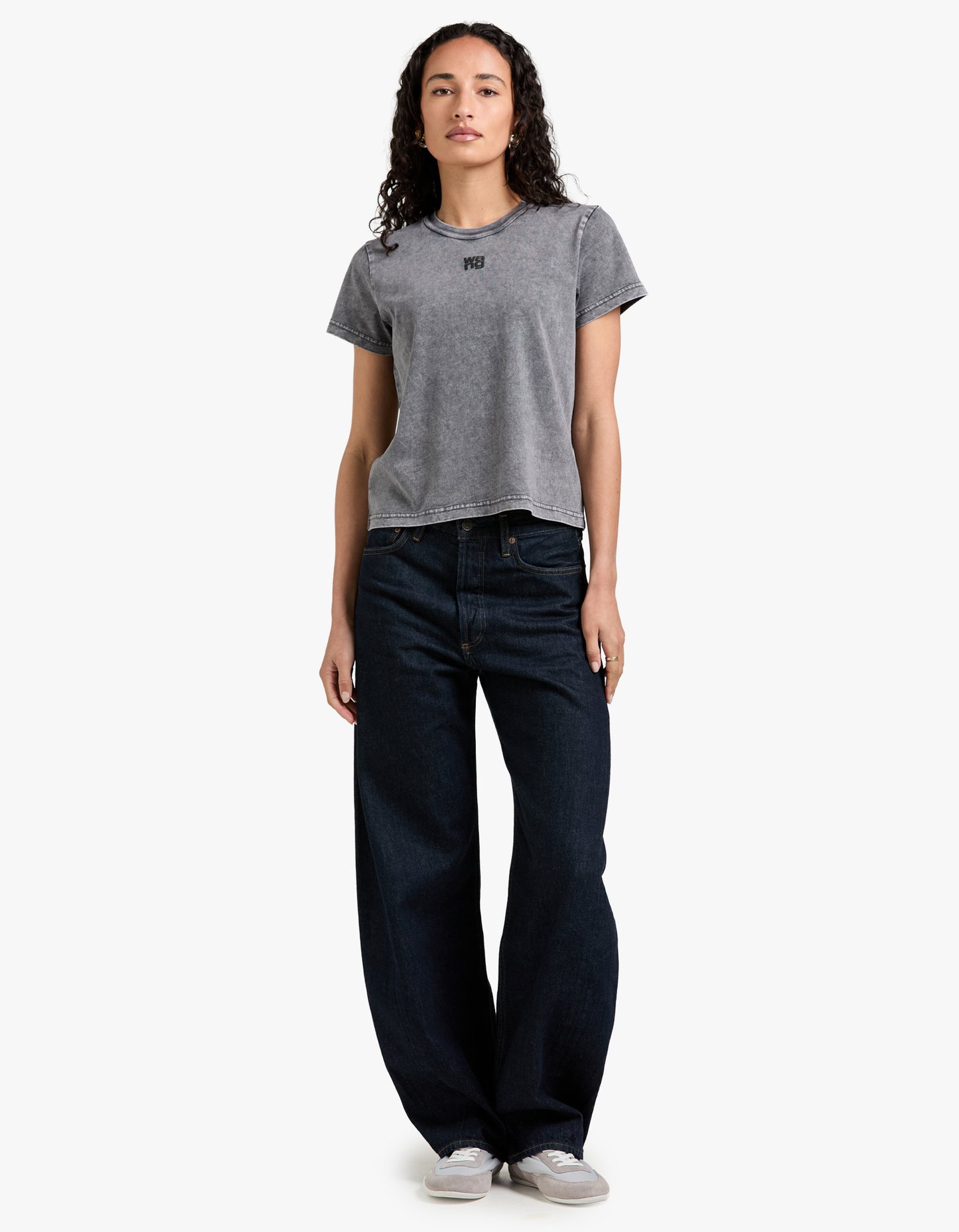 Essential Jsy Shrunken Tee W/ Puff Logo - Washed Granite