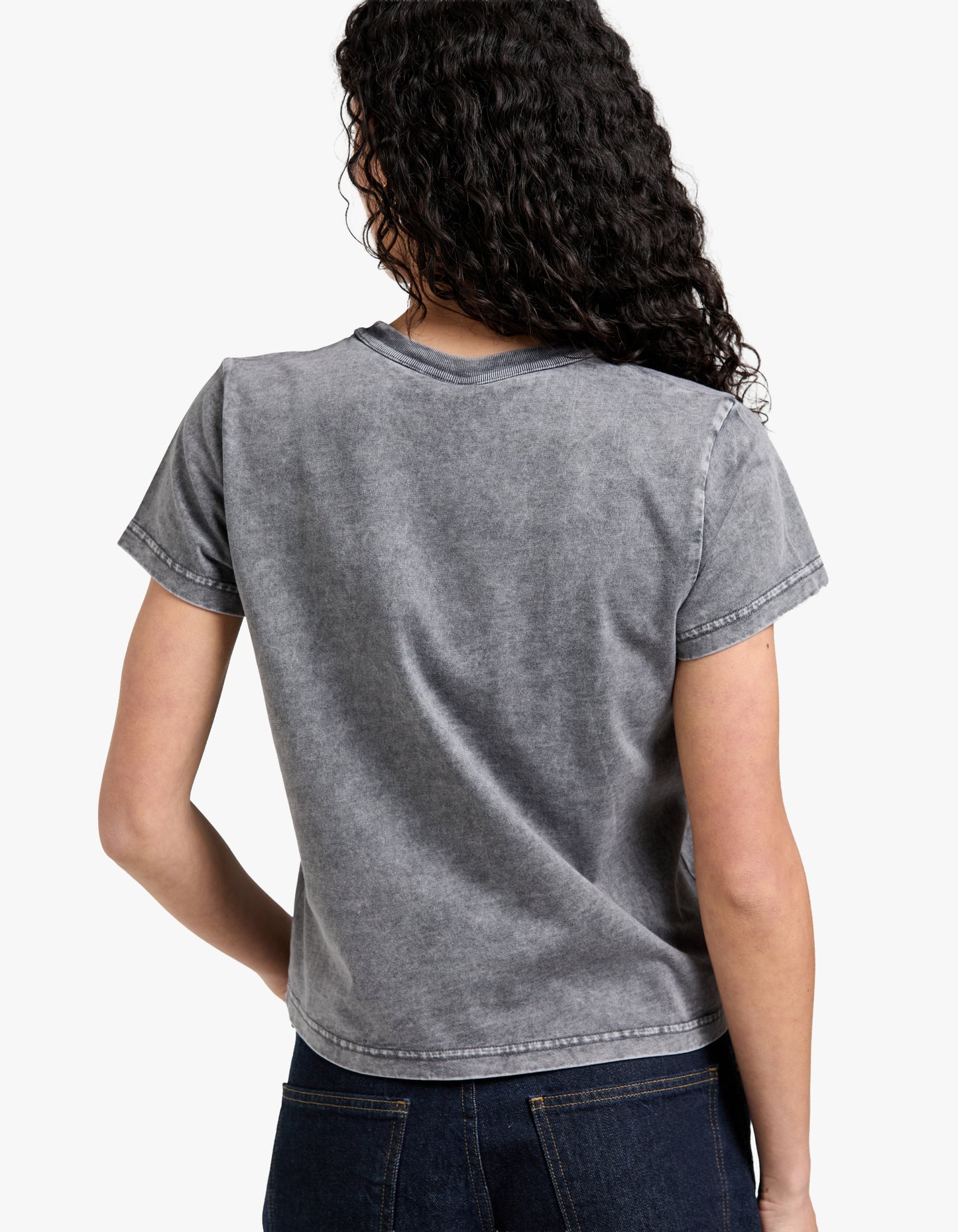 Essential Jsy Shrunken Tee W/ Puff Logo - Washed Granite