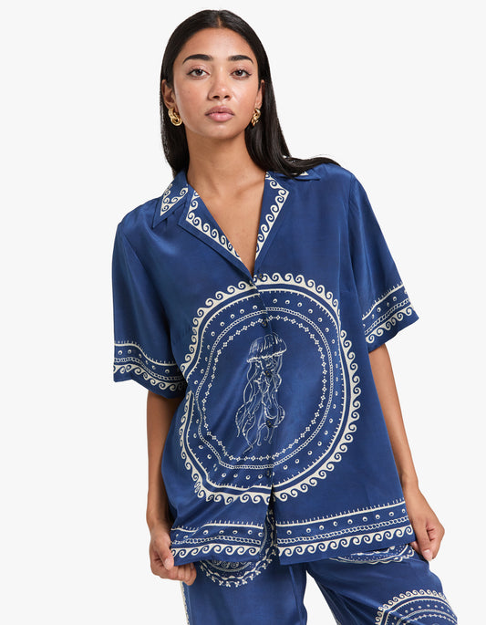 Oceane Silk Shirt - Navy