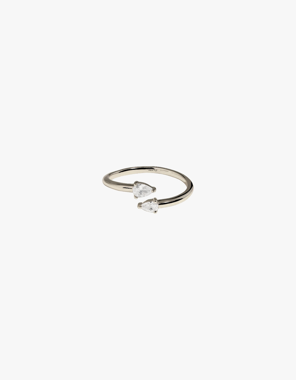 Crystal Pear Open Ring - Silver