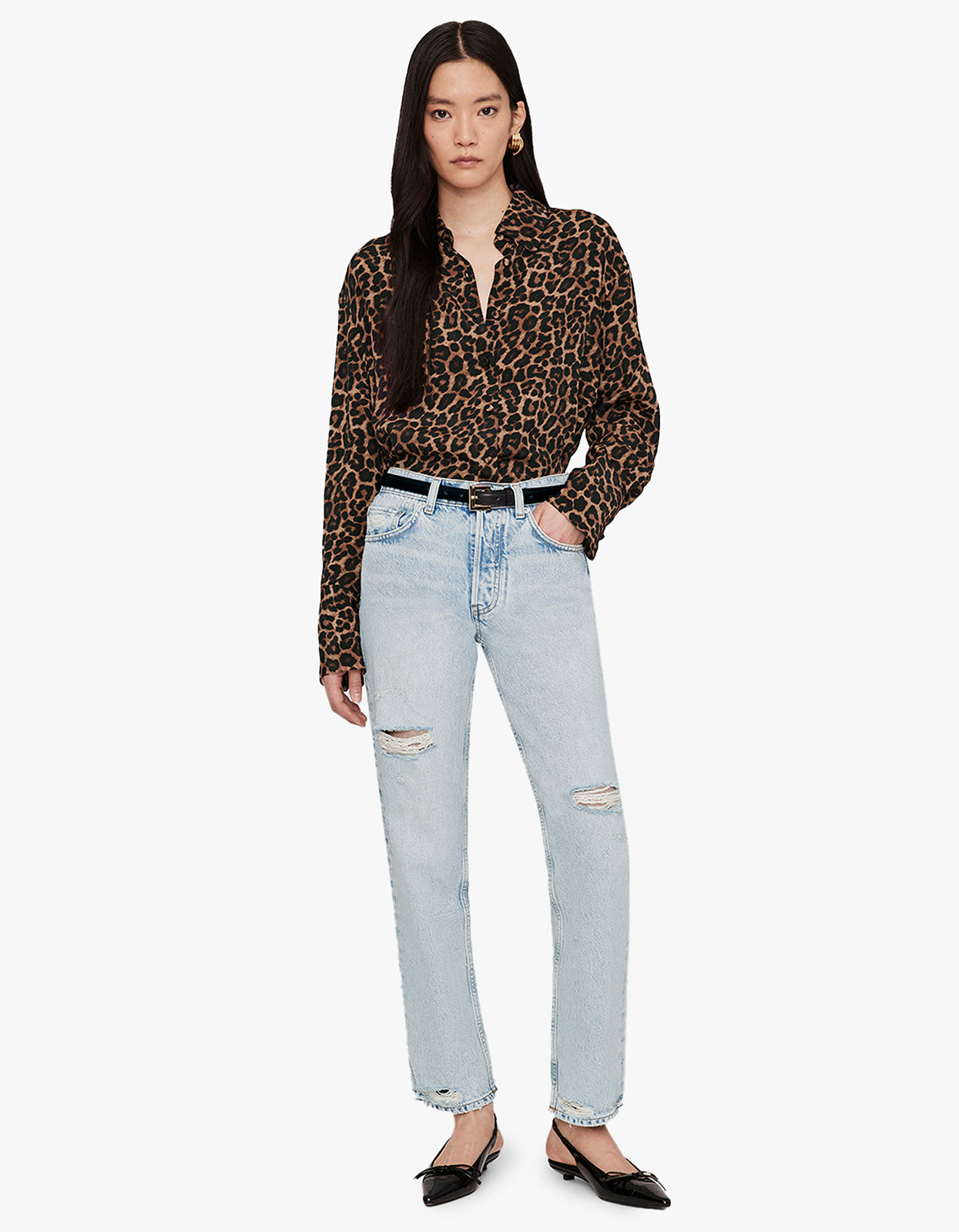 Bridget Shirt - Black And Brown Leopard