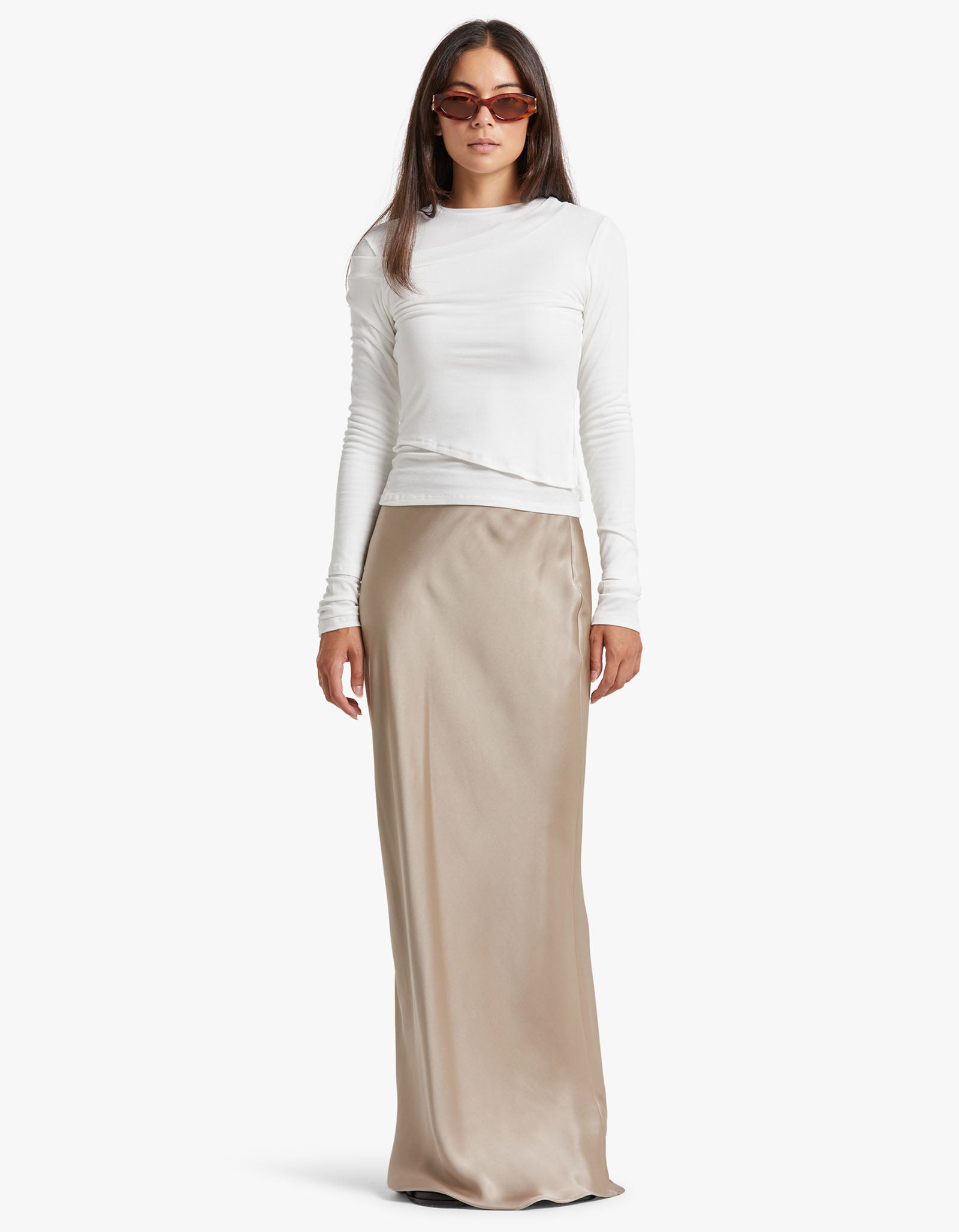 Superette Bar Silk Maxi Skirt Taupe