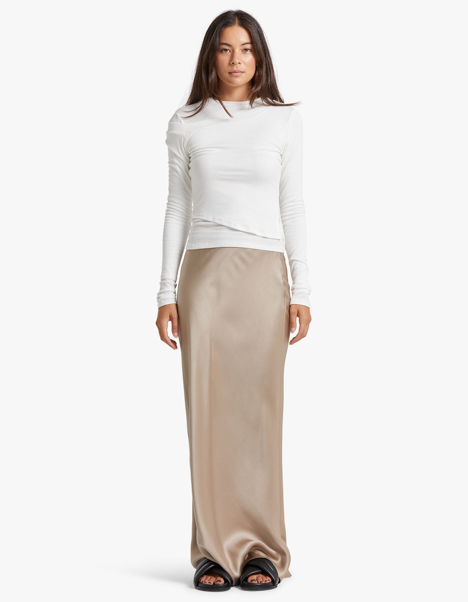 Superette Bar Silk Maxi Skirt Taupe