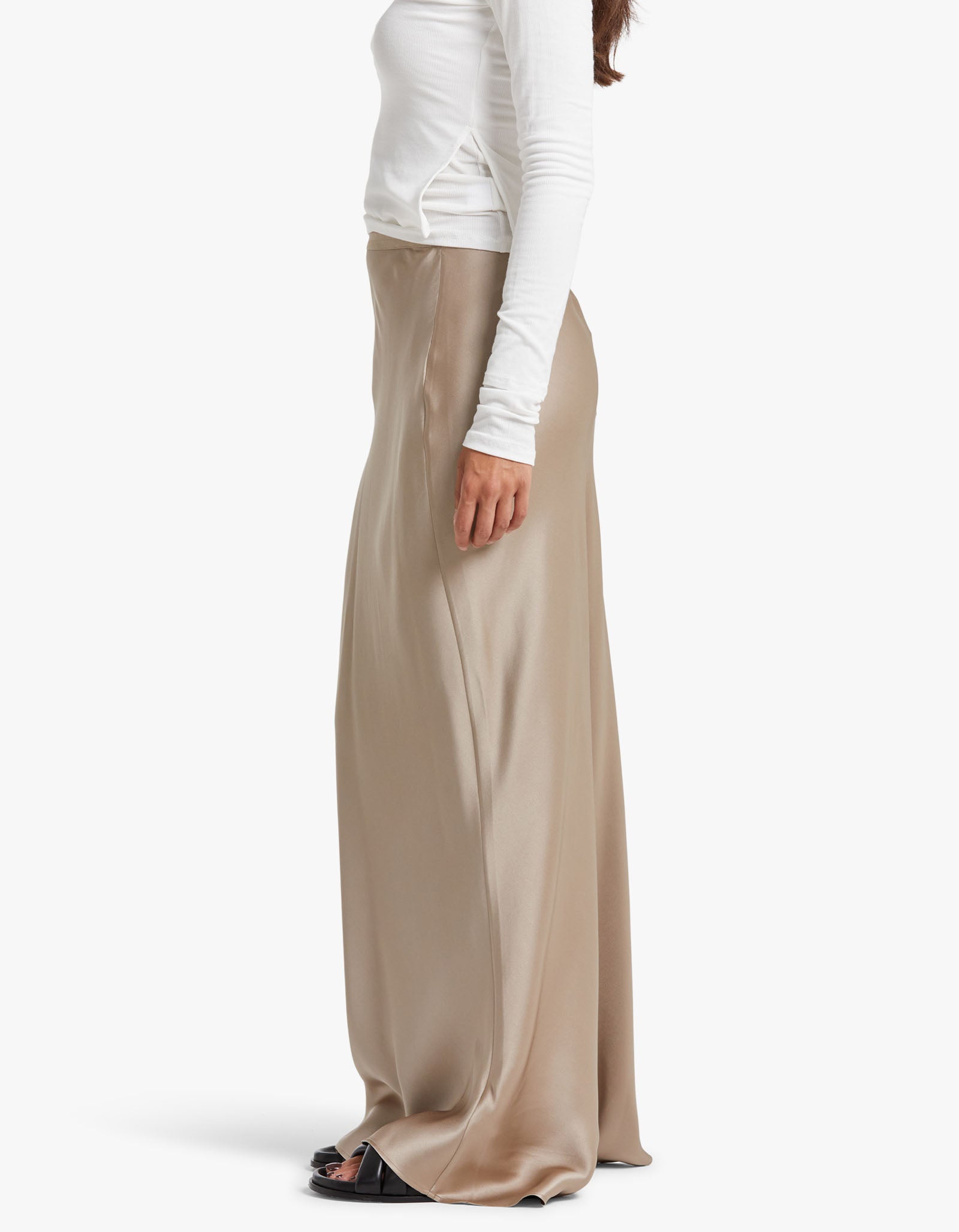 Superette Bar Silk Maxi Skirt Taupe