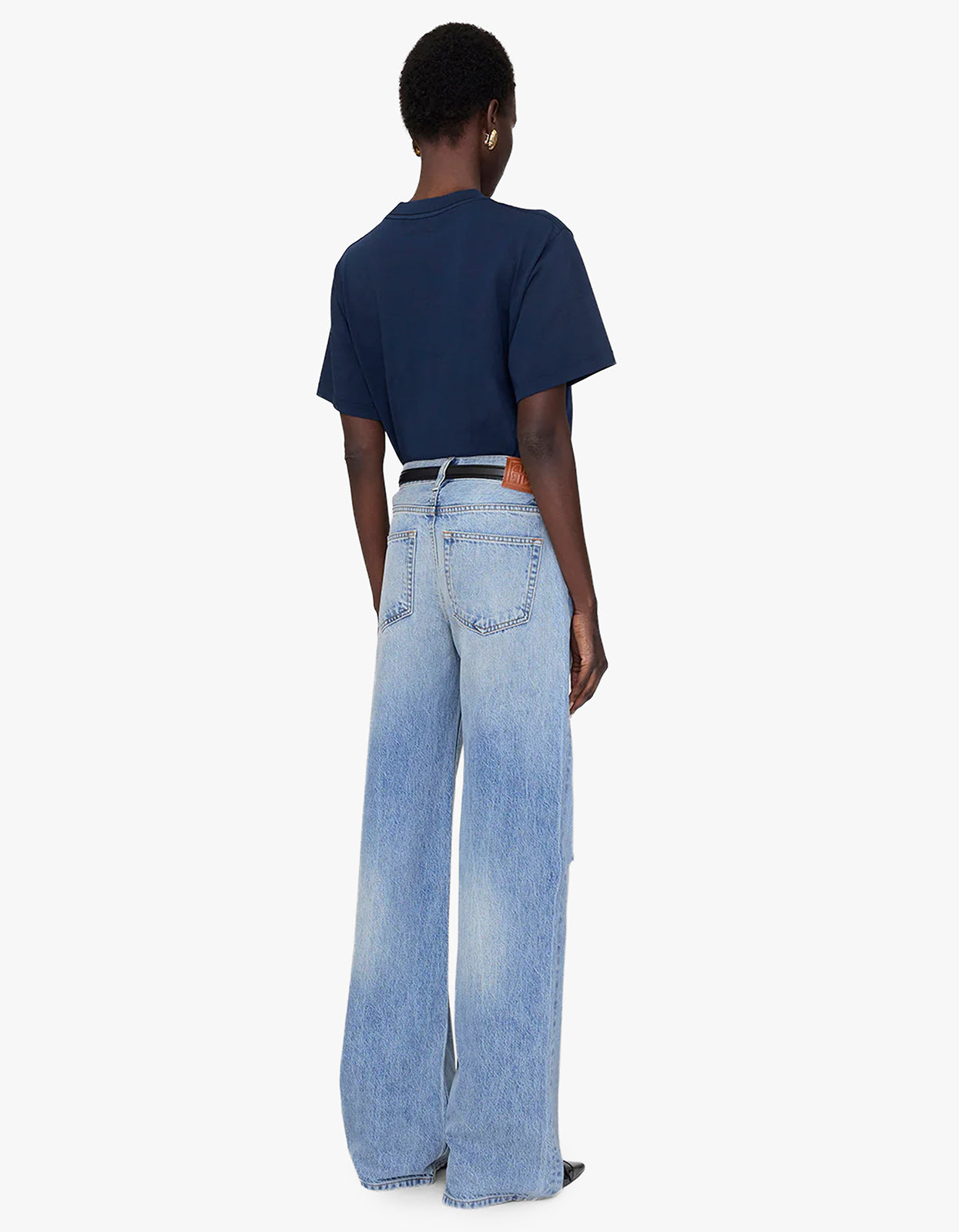 Lili Tee Framed Monogram - Washed Navy