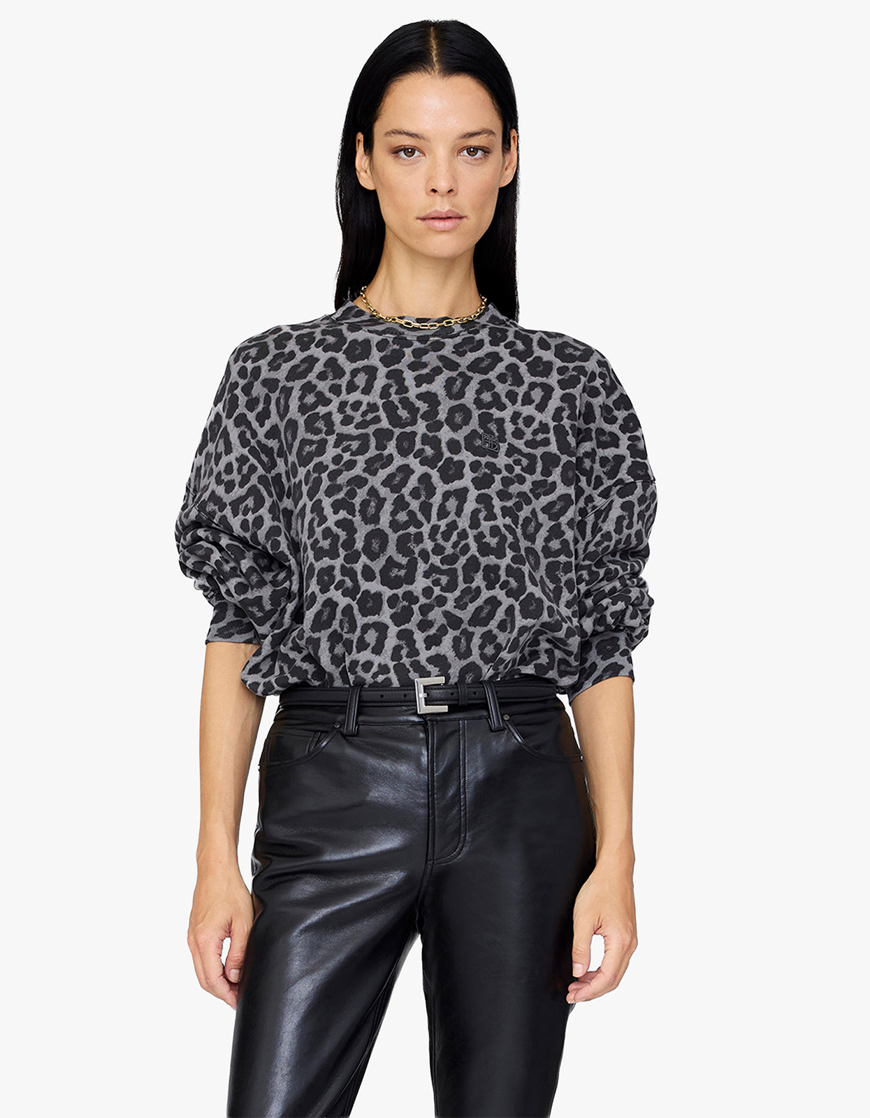 Miles Sweatshirt - Grey Leopard