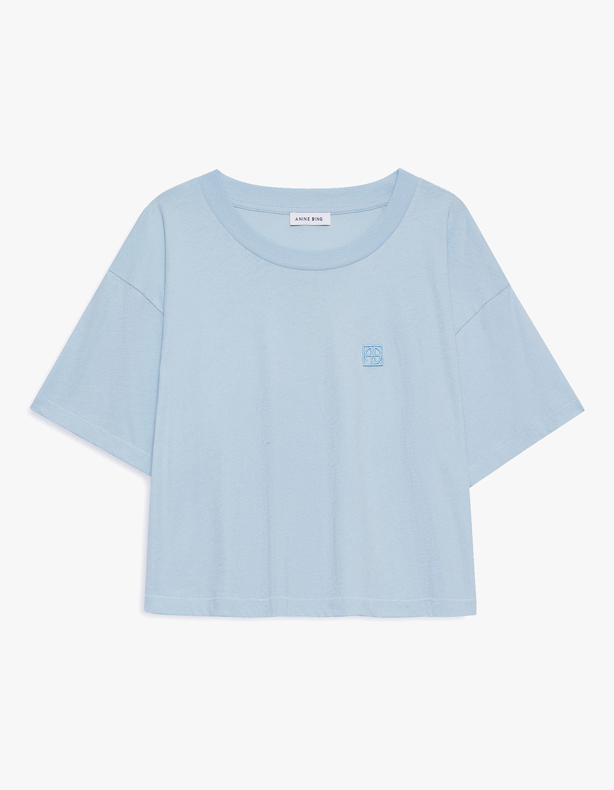 Johnny Cropped Tee Framed Monogram - Pale Blue