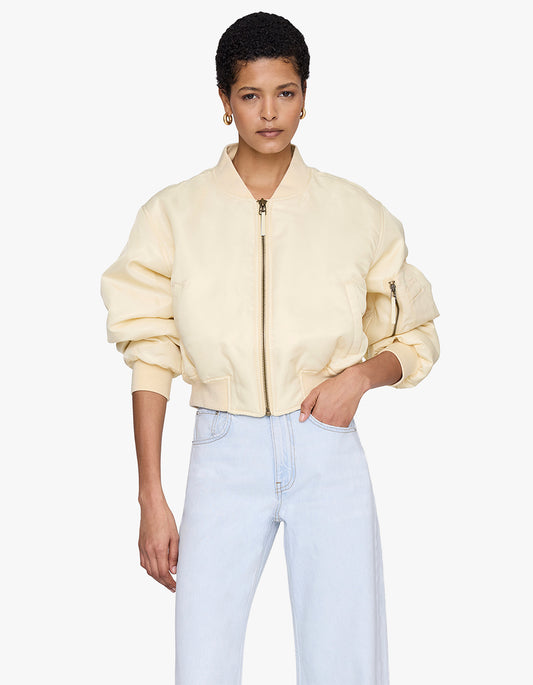 Cropped Leon Bomber - Butter Yellow