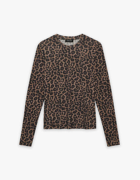 Sylvie Long Sleeve Tee - Black And Brown Leopard