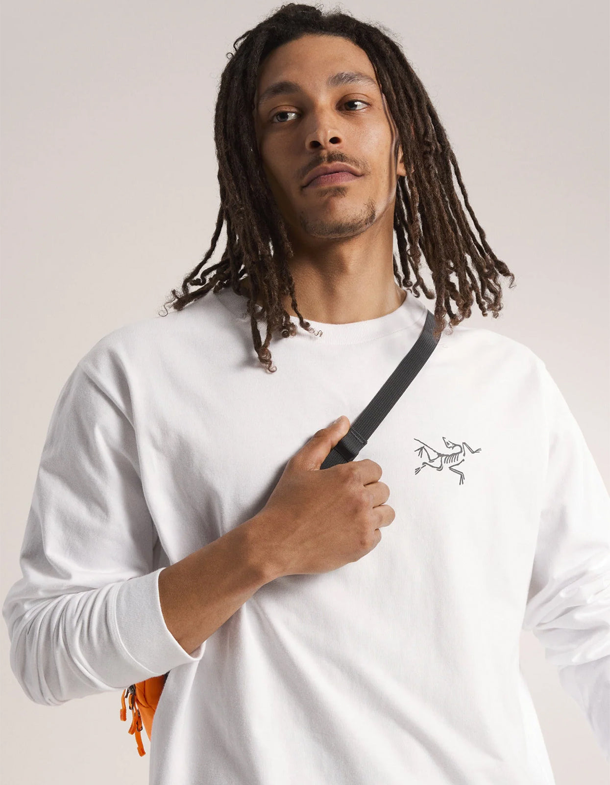Kragg Cotton L/S T Shirt Mens - White Light/Black