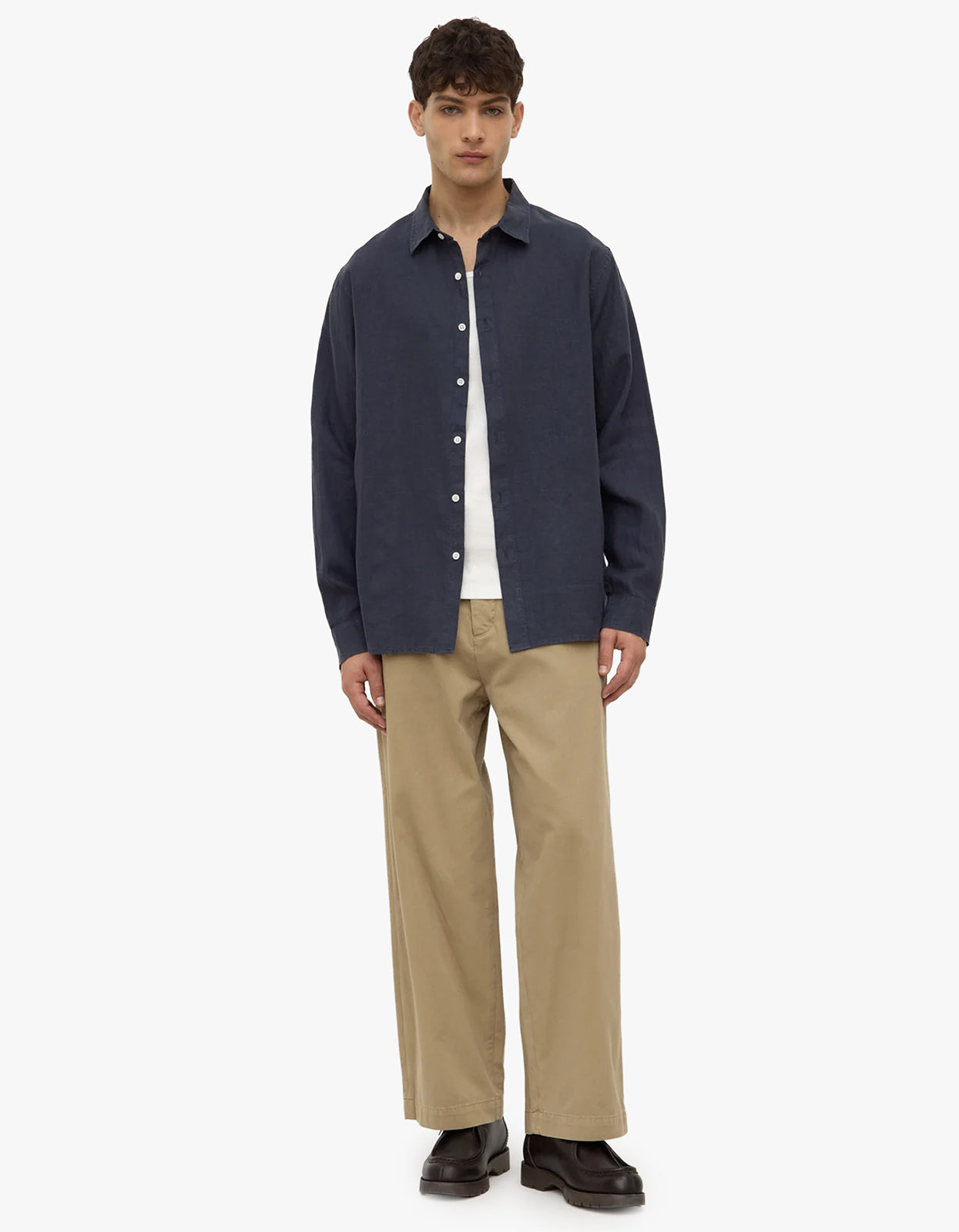 Everyday Mens Linen Long Sleeve Shirt - True Navy