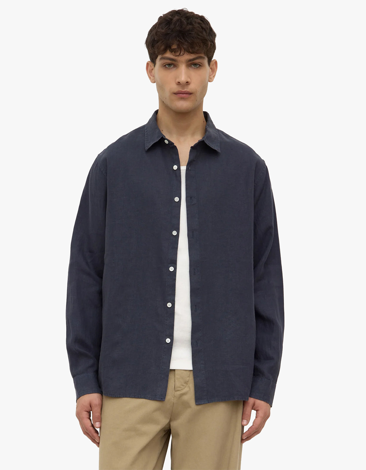 Everyday Mens Linen Long Sleeve Shirt - True Navy