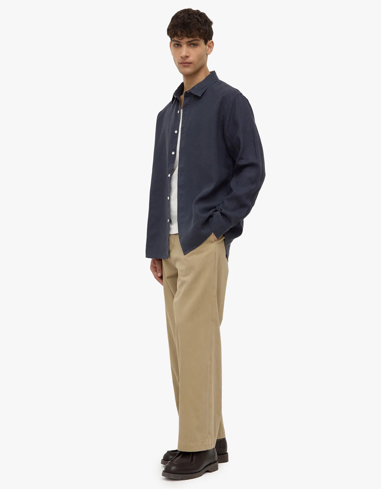 Everyday Mens Linen Long Sleeve Shirt - True Navy