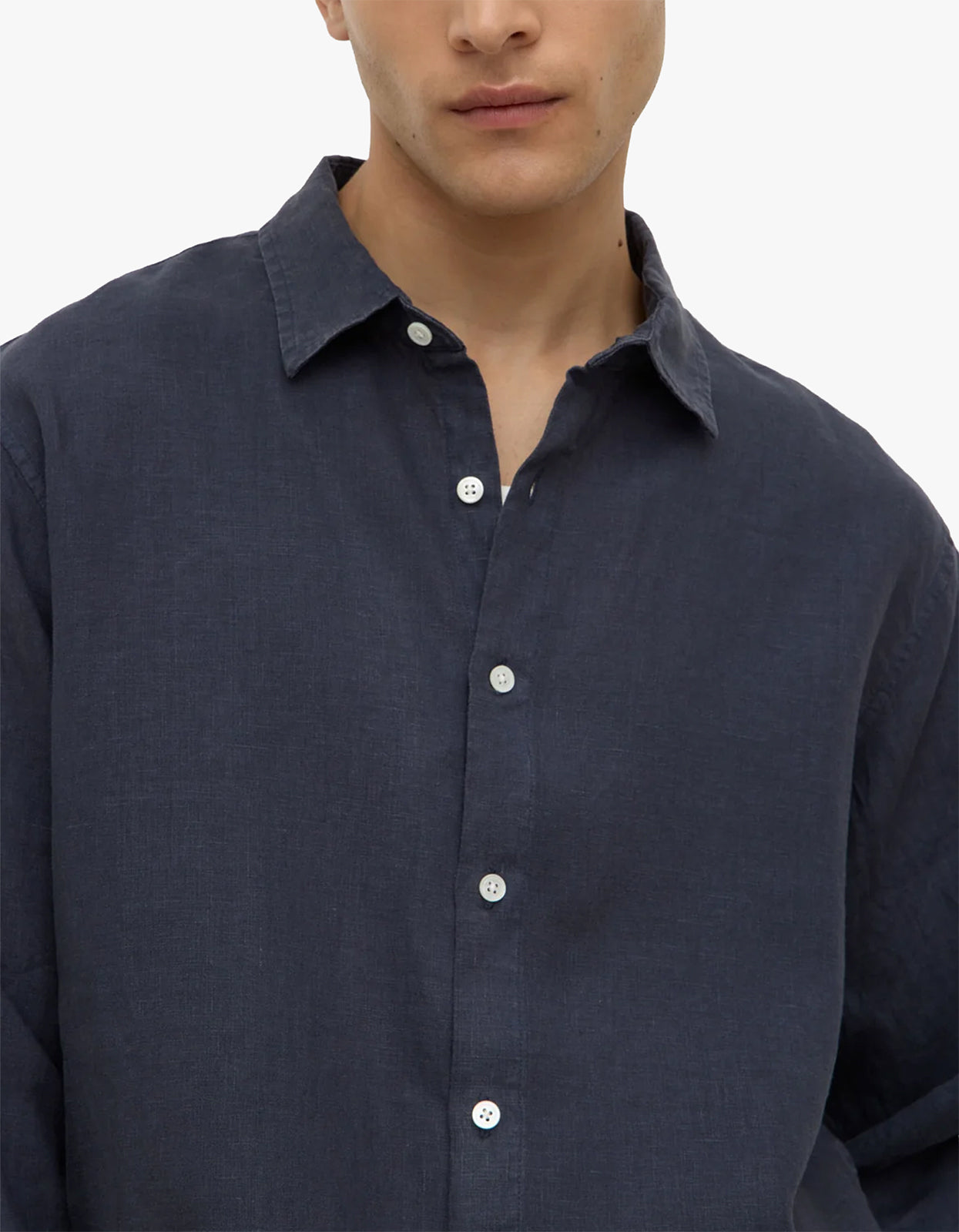 Everyday Mens Linen Long Sleeve Shirt - True Navy
