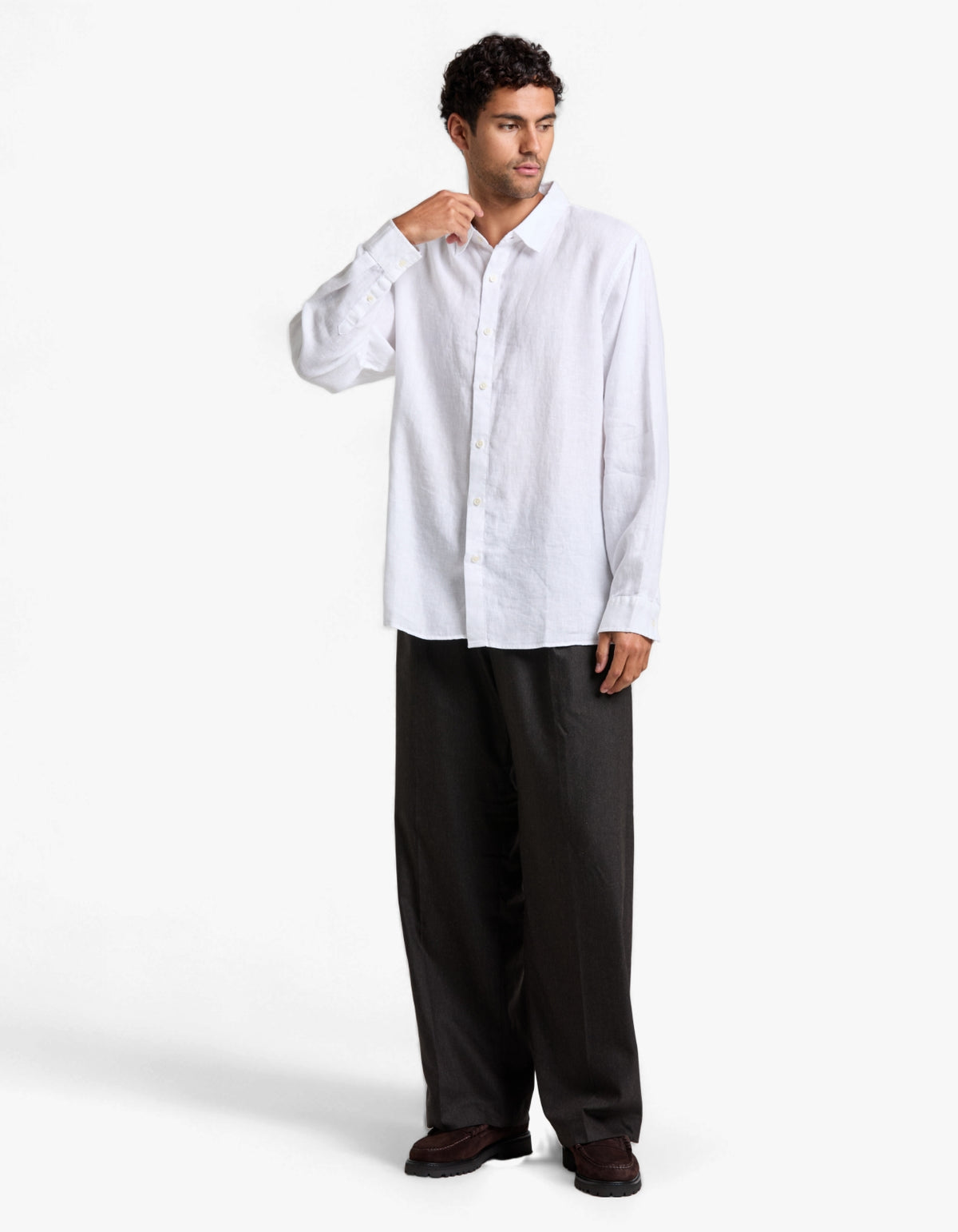 Everyday Mens Linen Long Sleeve Shirt - White