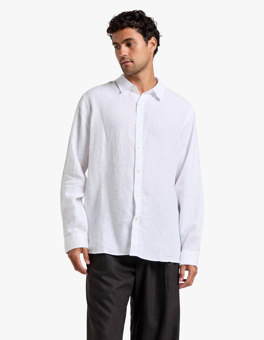 Everyday Mens Linen Long Sleeve Shirt - White