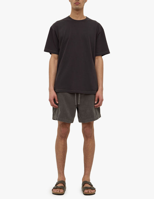 Kit Contrast Stitch Tee - Washed Black/Putty