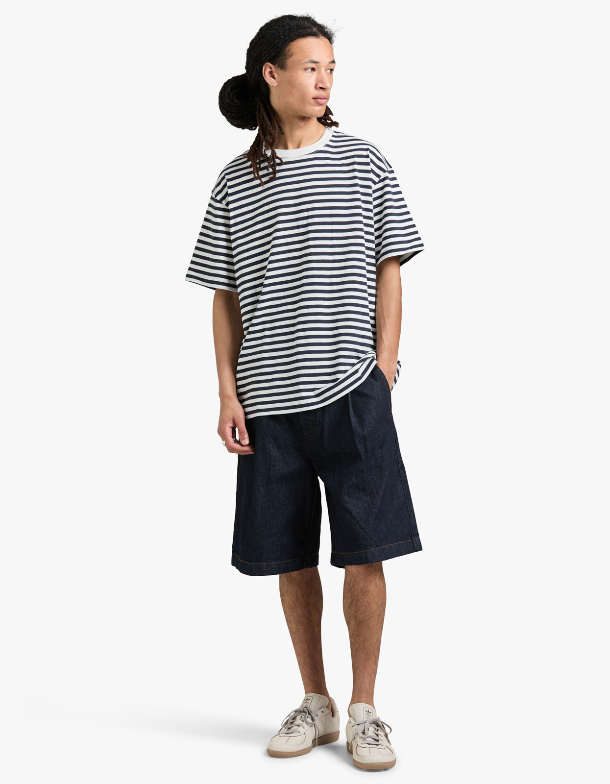 Grayson Stripe Tee - True Navy/White