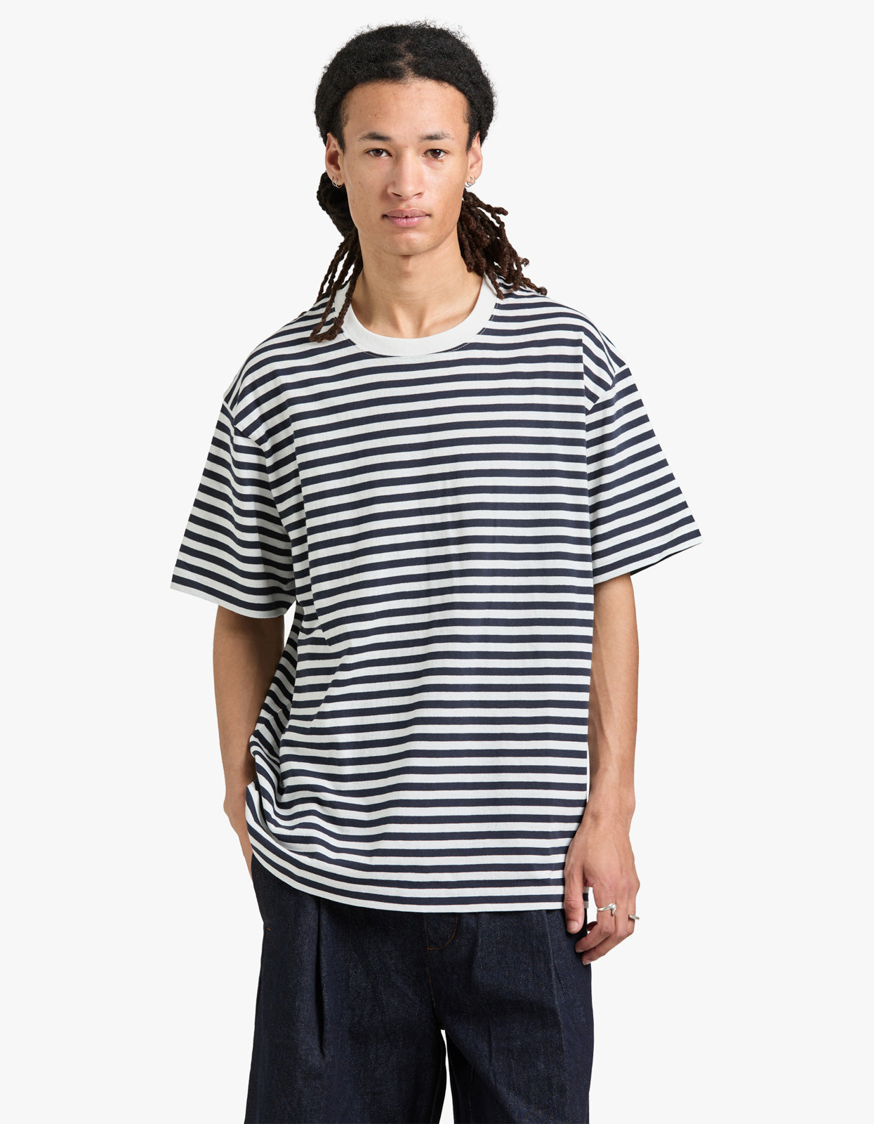 Grayson Stripe Tee - True Navy/White