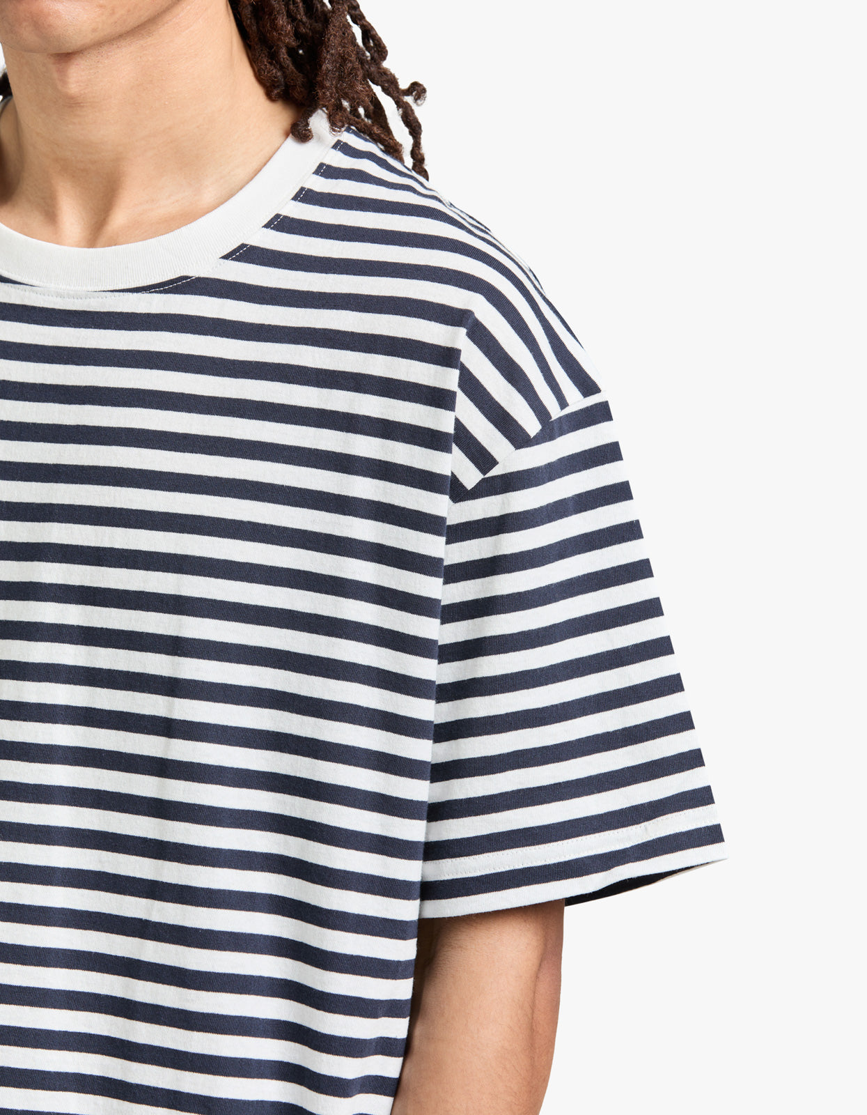 Grayson Stripe Tee - True Navy/White