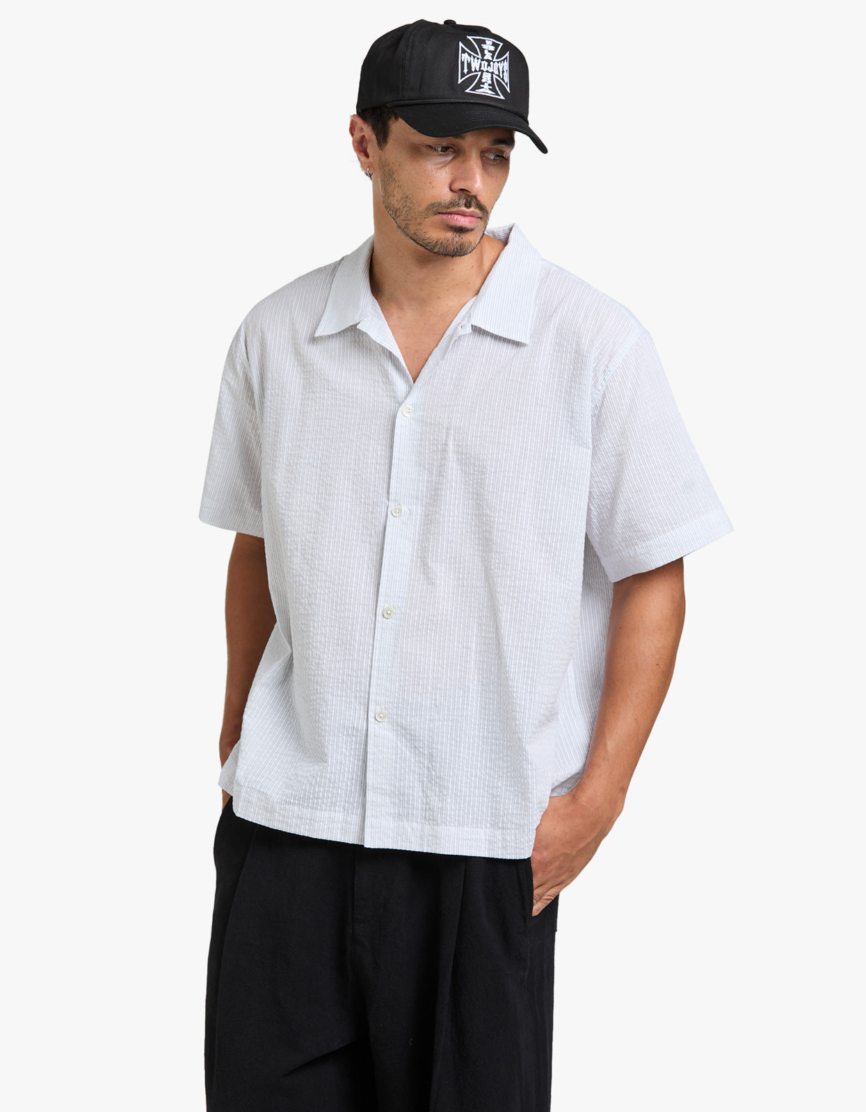 Will Short Sleeve Shirt - White/Navy